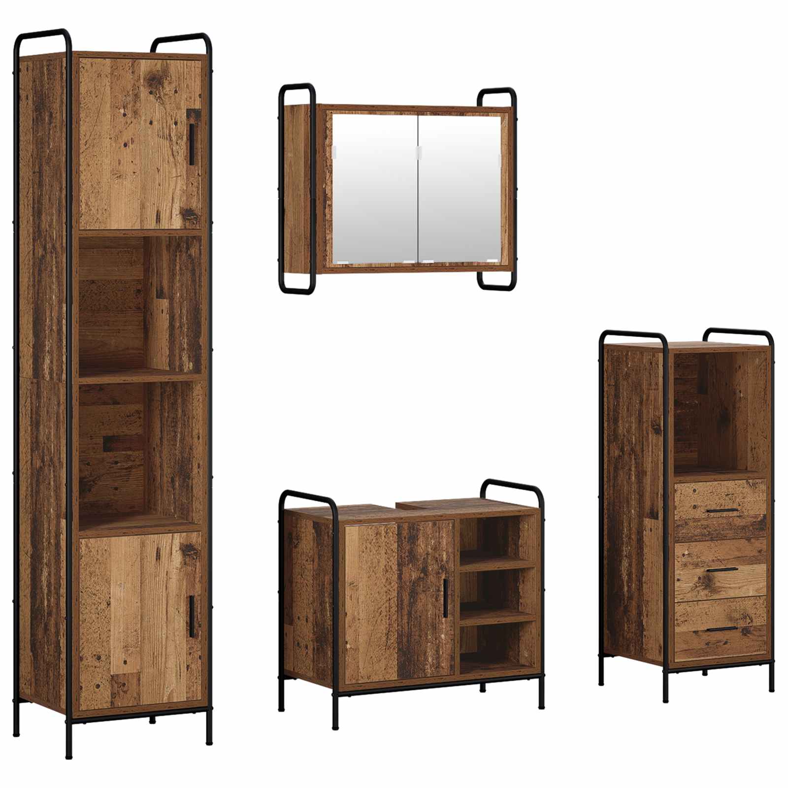 Komplet omaric za kopalnico 4 kos Star les 40 x 36 x 181 cm