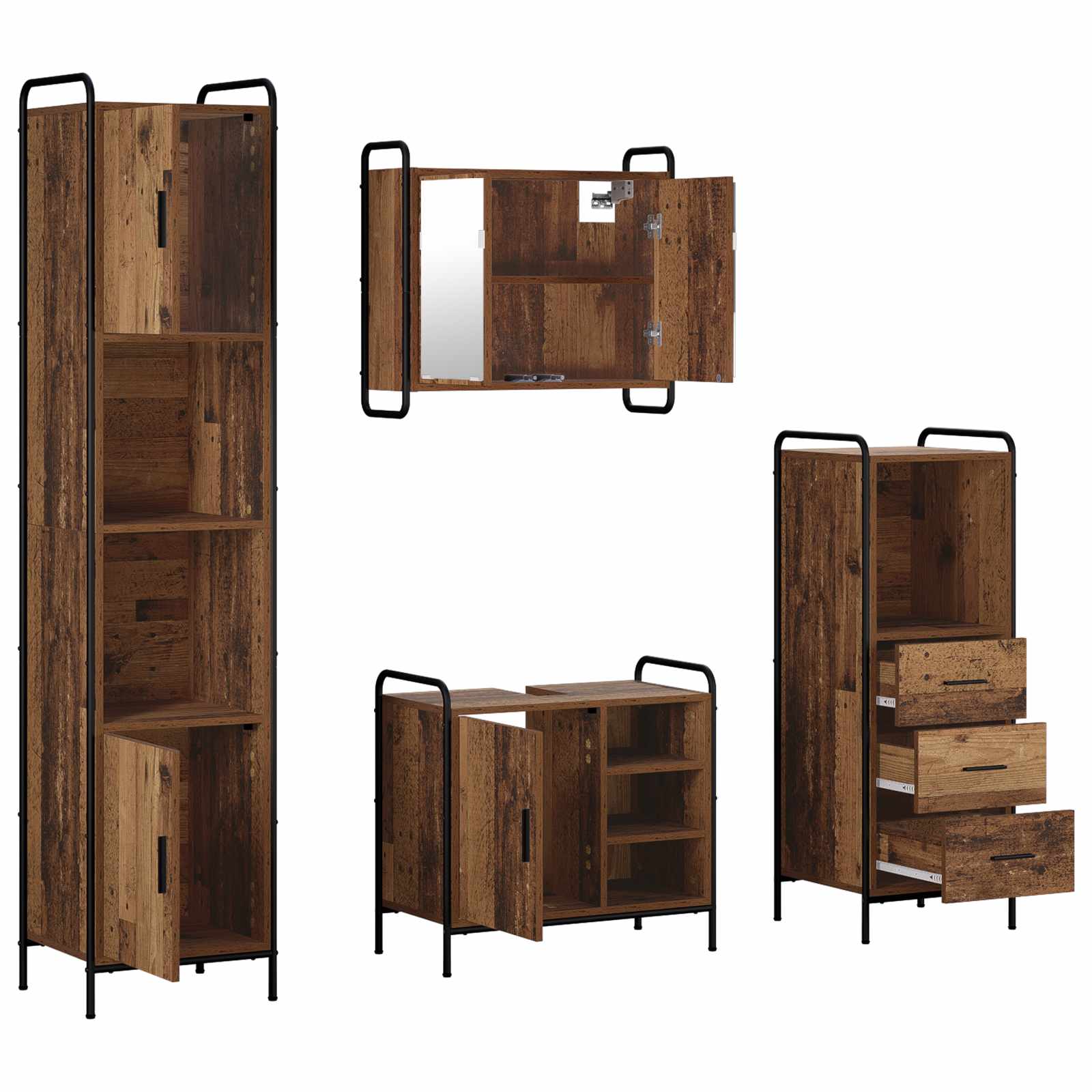 Komplet omaric za kopalnico 4 kos Star les 40 x 36 x 181 cm