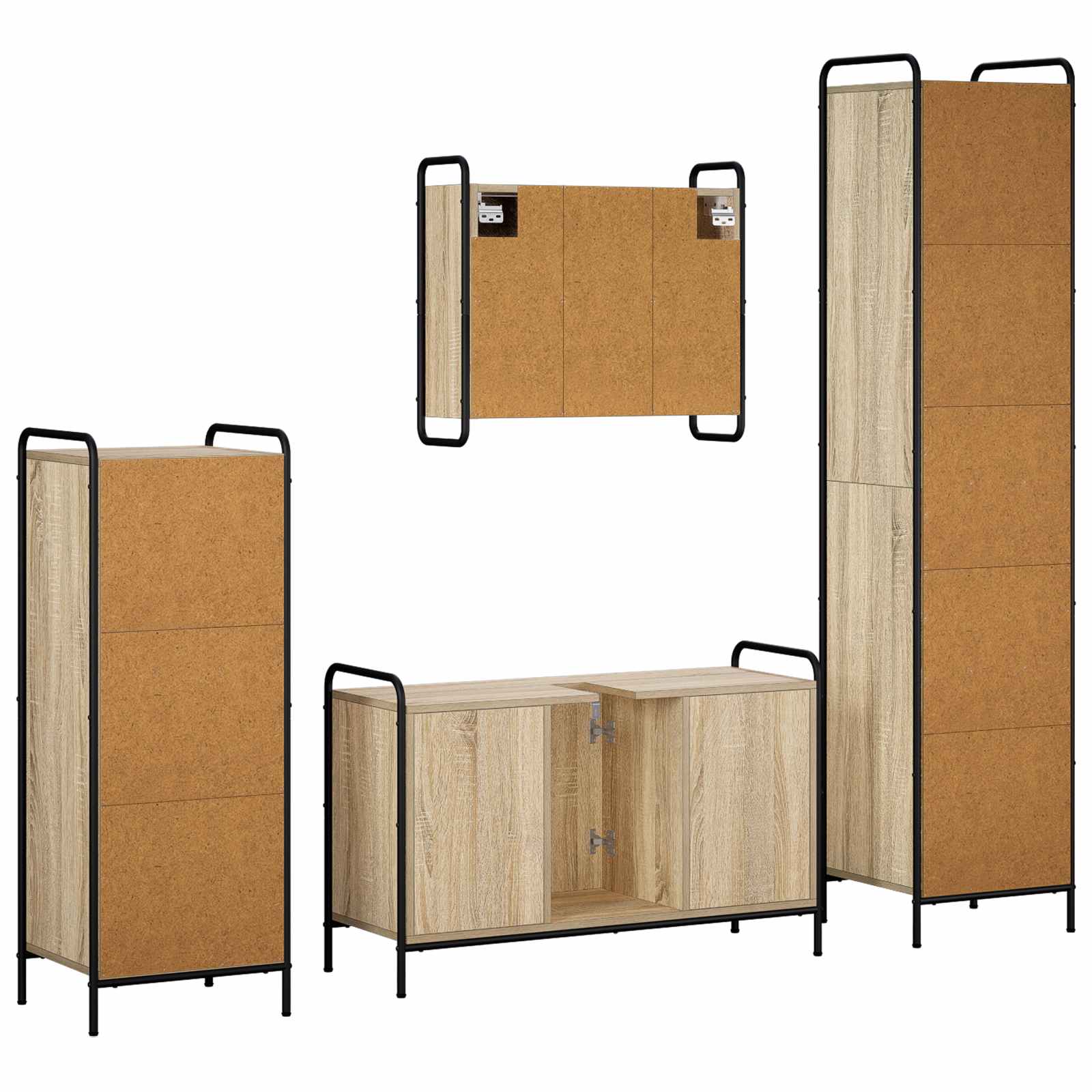 Komplet omaric za kopalnico 4 kos Sonoma hrast 40 x 36 x 181 cm