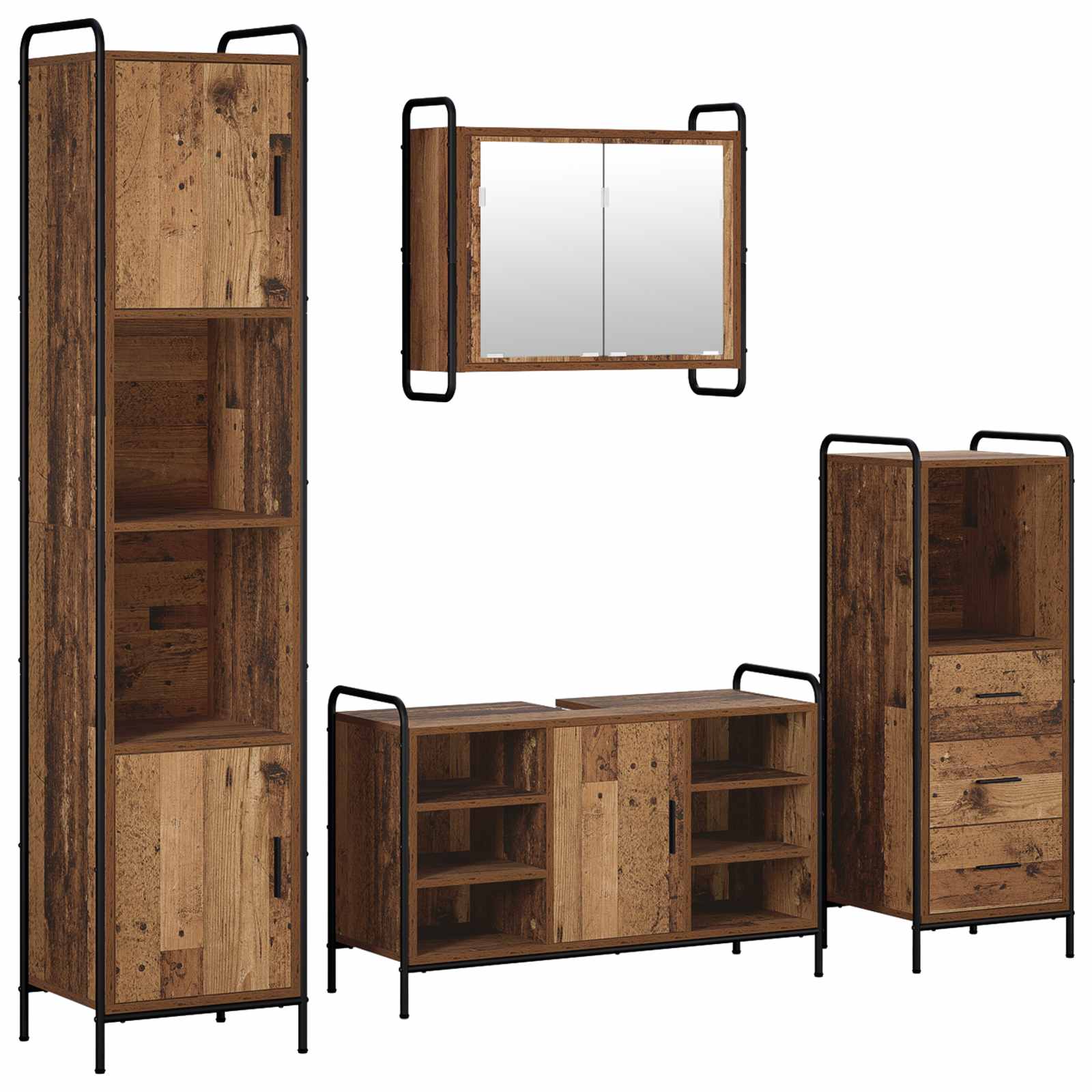 Komplet omaric za kopalnico 4 kos Star les 40 x 36 x 181 cm