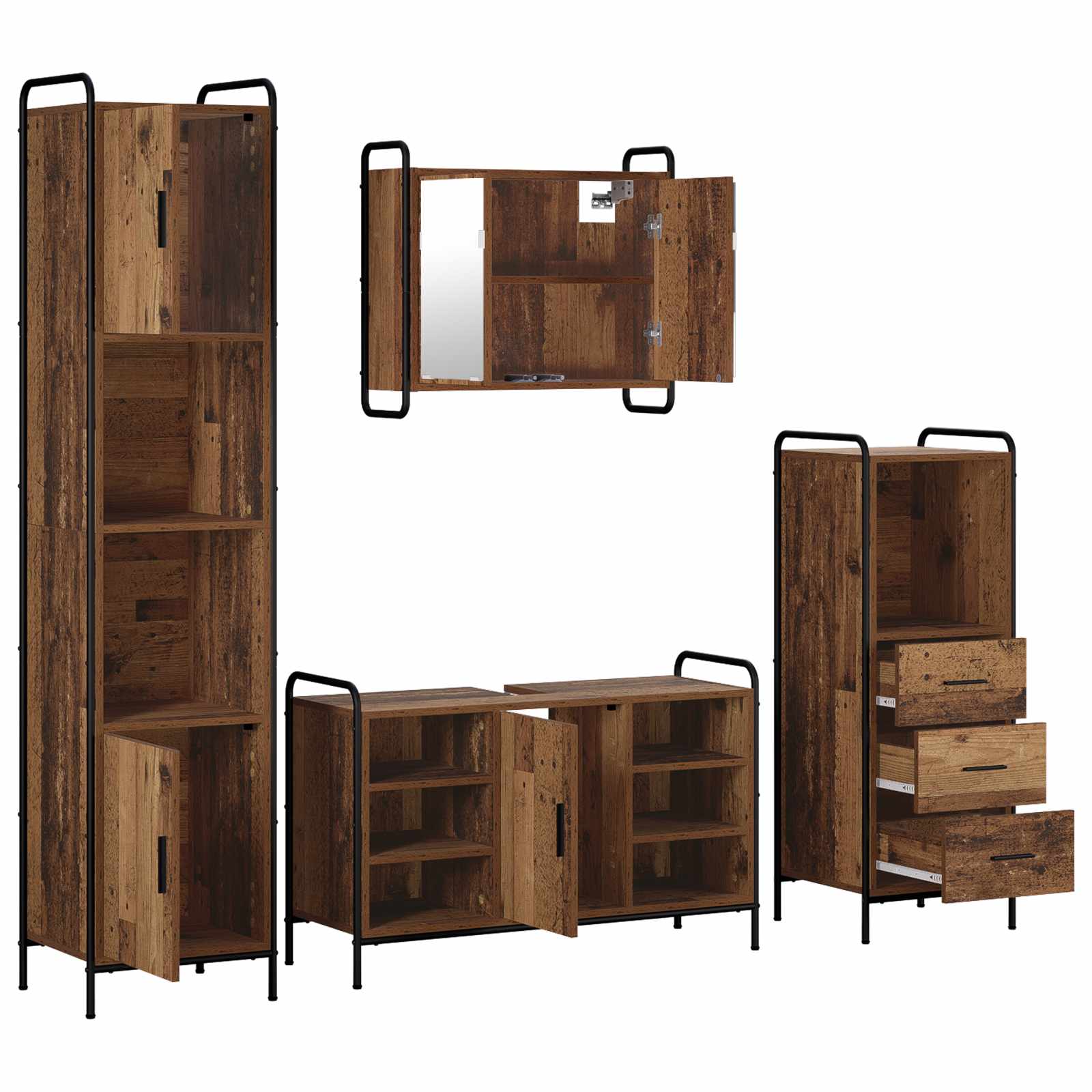 Komplet omaric za kopalnico 4 kos Star les 40 x 36 x 181 cm