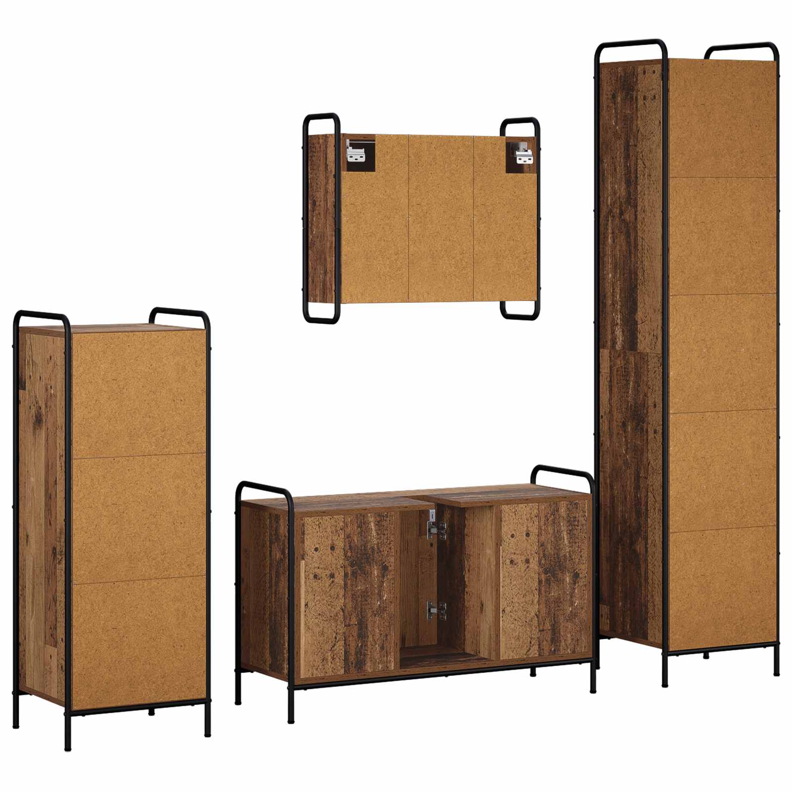 Komplet omaric za kopalnico 4 kos Star les 40 x 36 x 181 cm