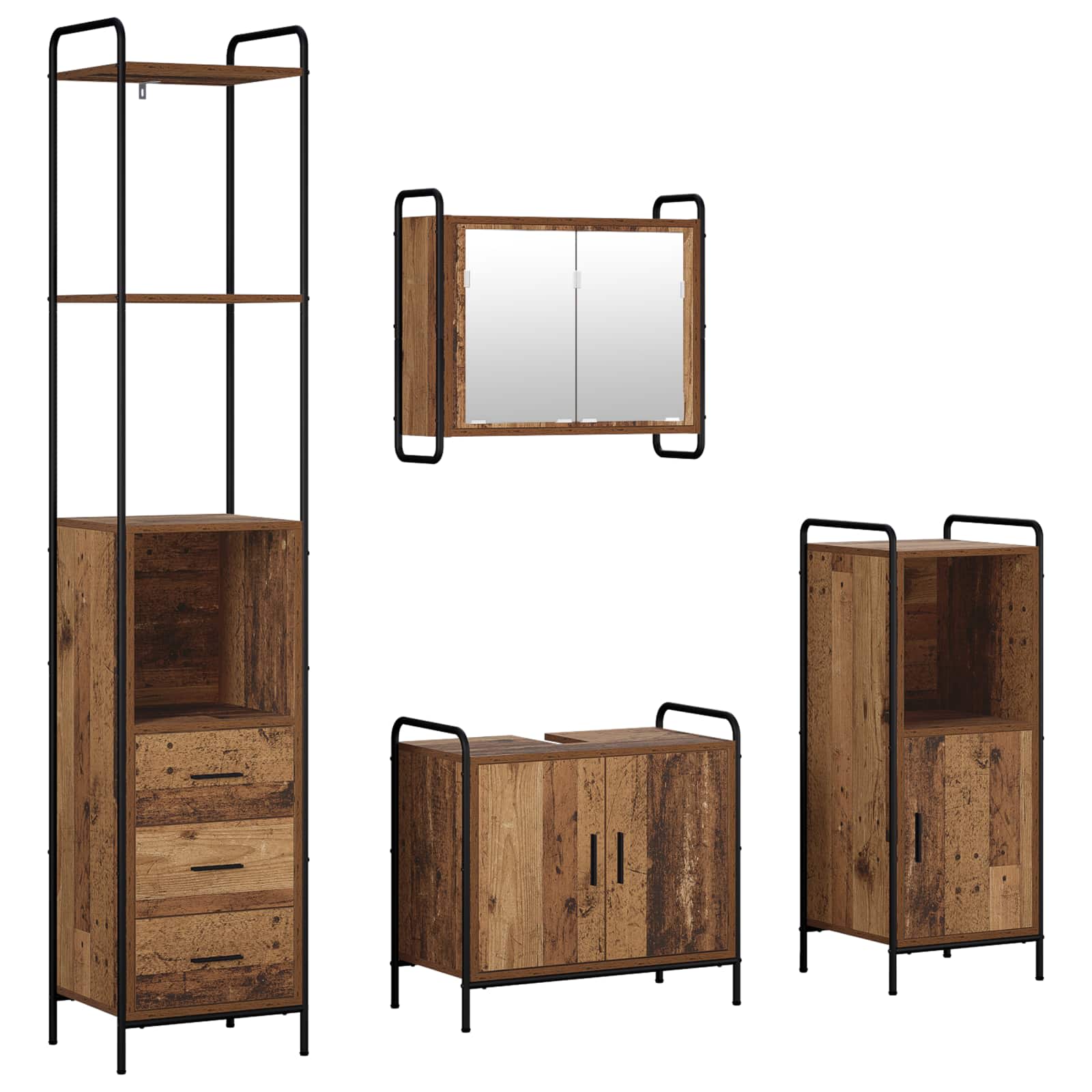 Komplet omaric za kopalnico 4 kos Star les 40 x 36 x 200,5 cm