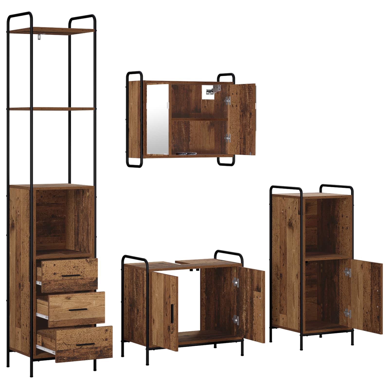 Komplet omaric za kopalnico 4 kos Star les 40 x 36 x 200,5 cm