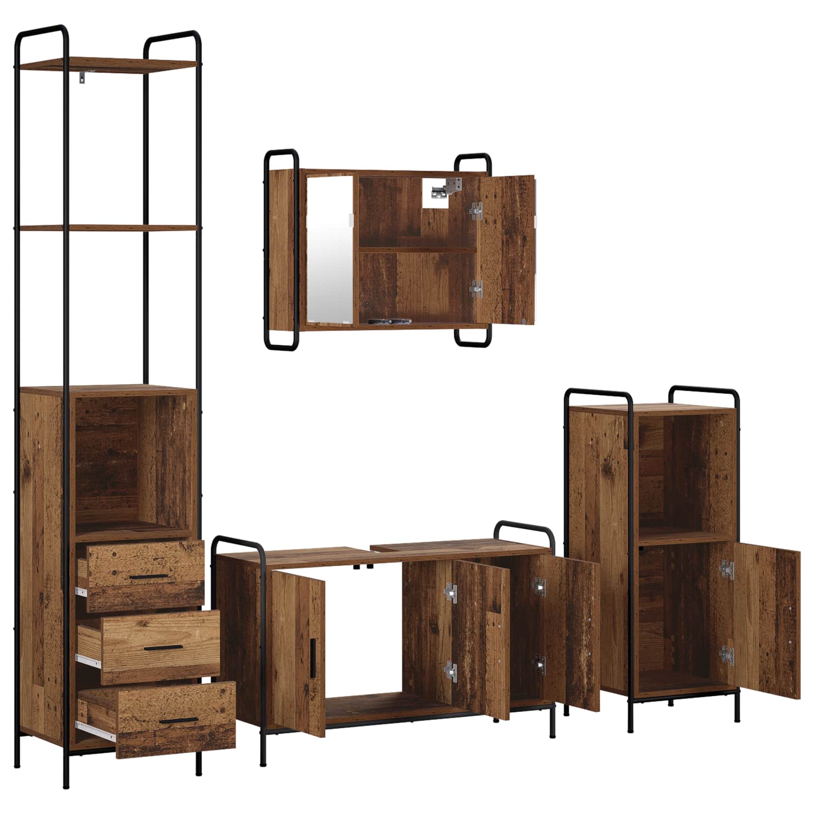 Komplet omaric za kopalnico 4 kos Star les 40 x 36 x 200,5 cm
