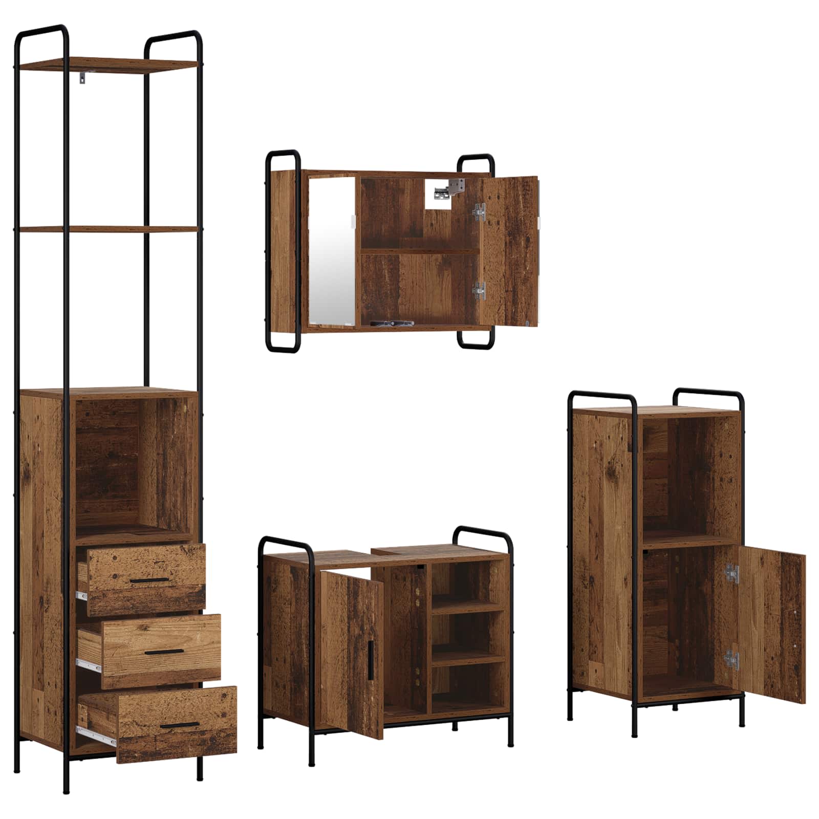 Komplet omaric za kopalnico 4 kos Star les 40 x 36 x 200,5 cm