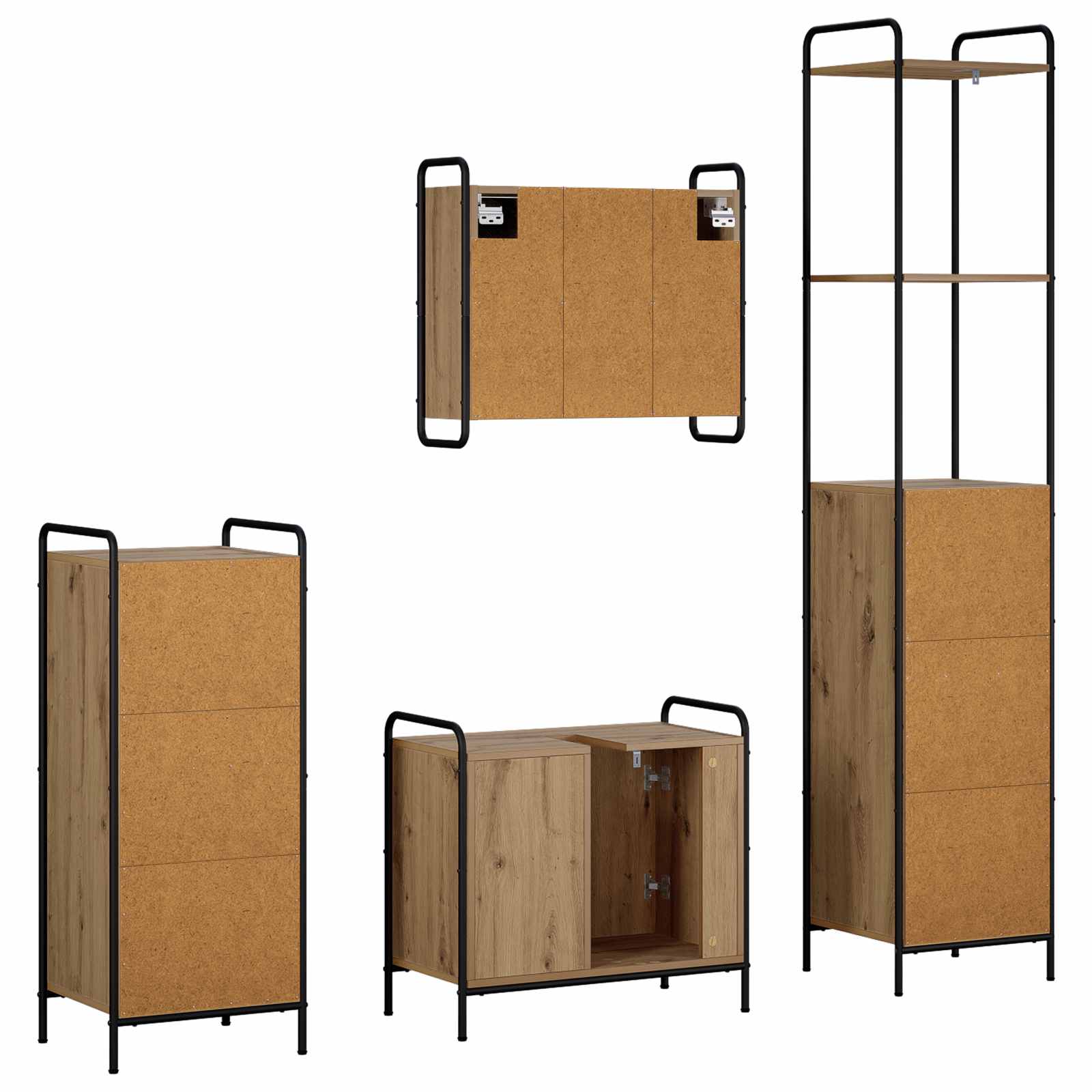 Komplet omaric za kopalnico 4 kos Artisan hrast