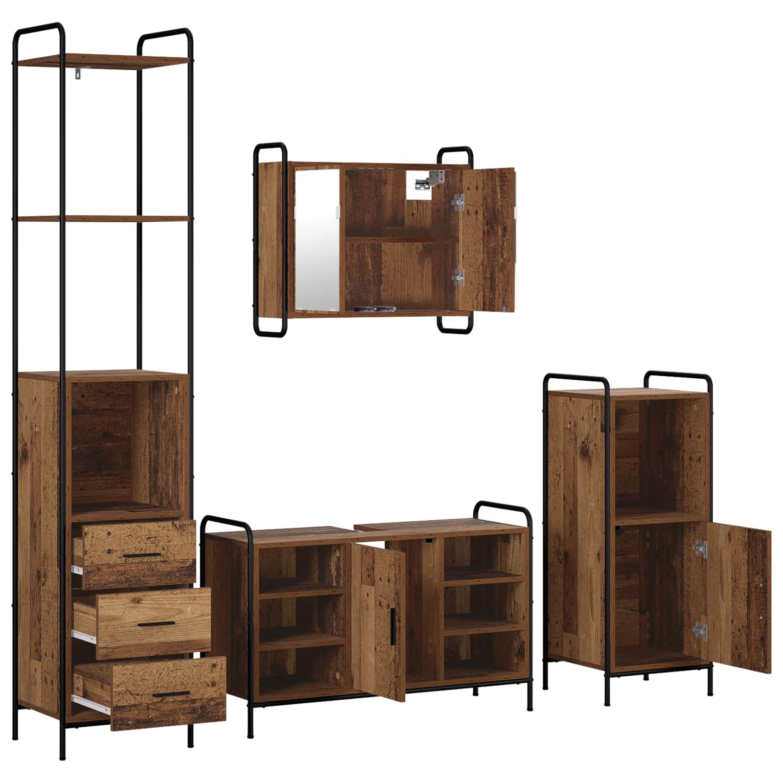 Komplet omaric za kopalnico 4 kos Star les 40 x 36 x 200,5 cm