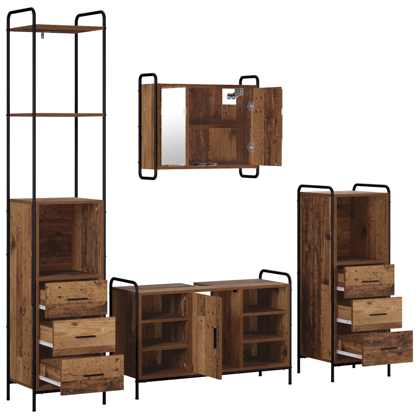 Komplet omaric za kopalnico 4 kos Star les 40 x 36 x 200,5 cm