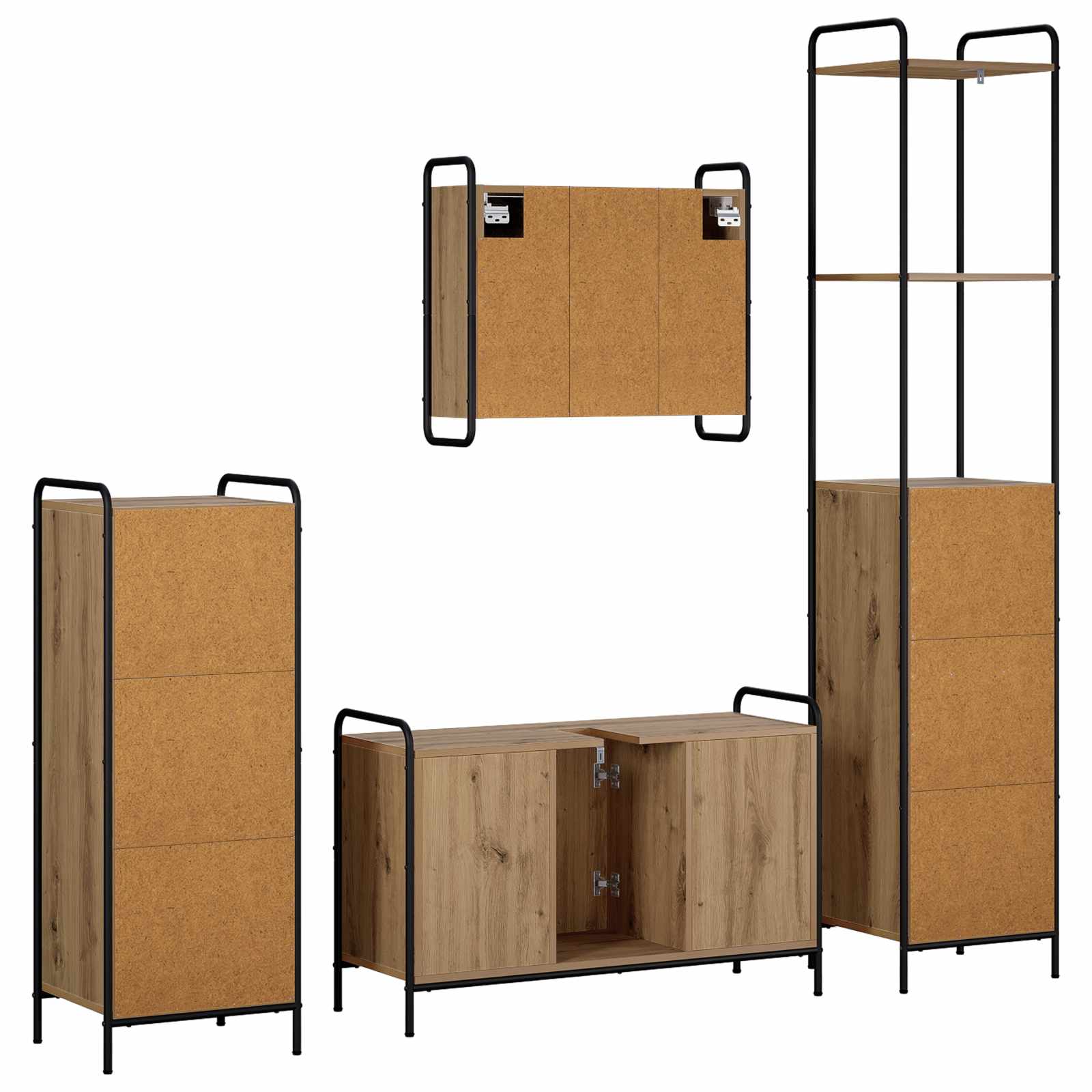 Komplet omaric za kopalnico 4 kos Artisan hrast