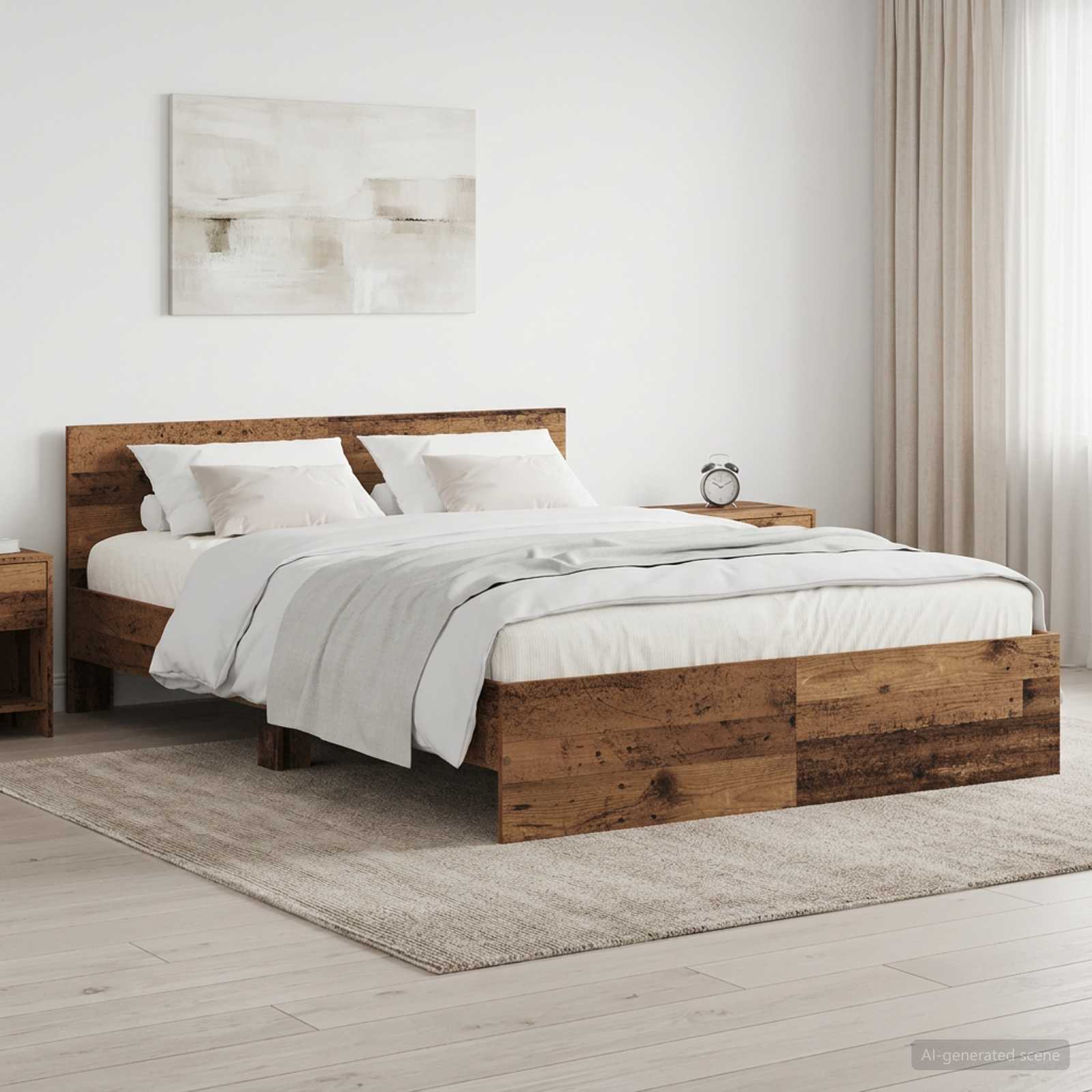 Posteljni okvir z vzglavjem Star les 140 x 200 cm Obdelan les