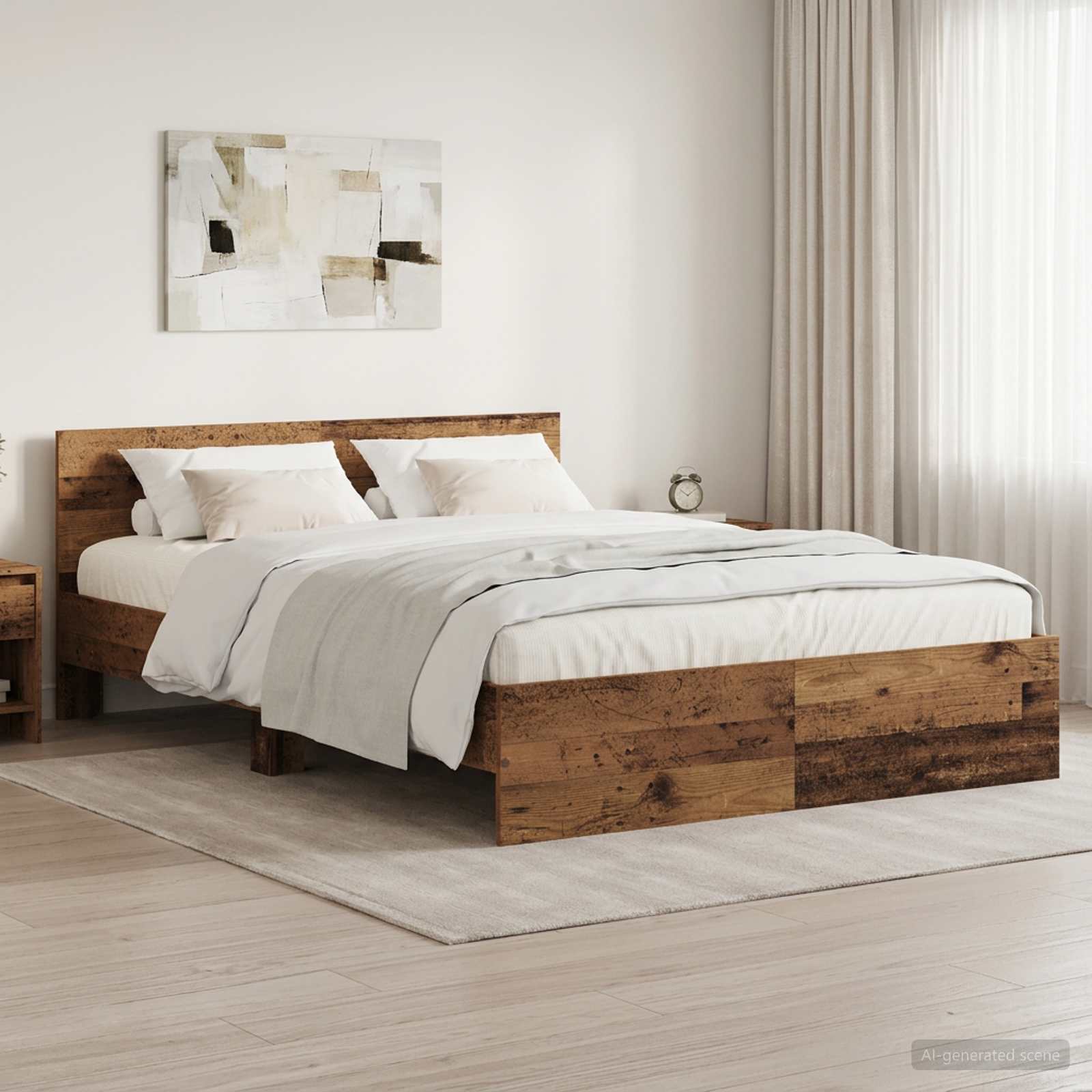 Posteljni okvir z vzglavjem Star les 140 x 190 cm Obdelan les