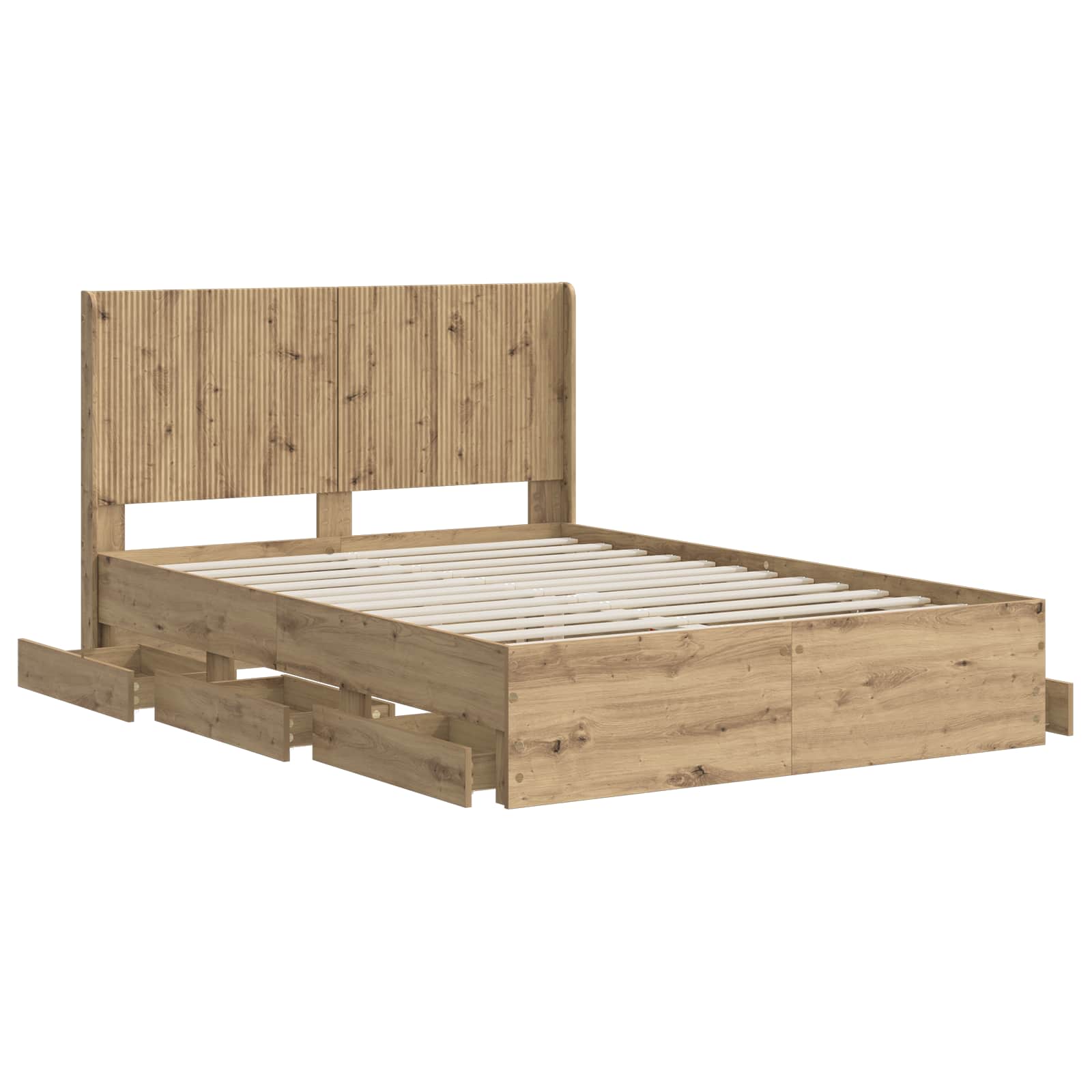 Sängynrunko säilytyksellä ja päänäytöllä Artisan Oak - Image 3