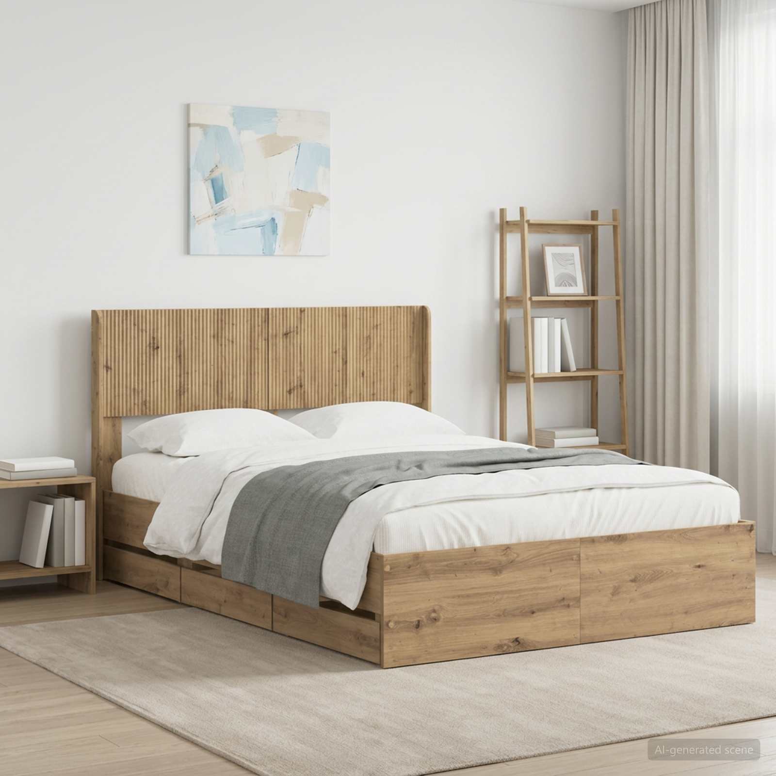 Sängynrunko säilytyksellä ja päänäytöllä Artisan Oak