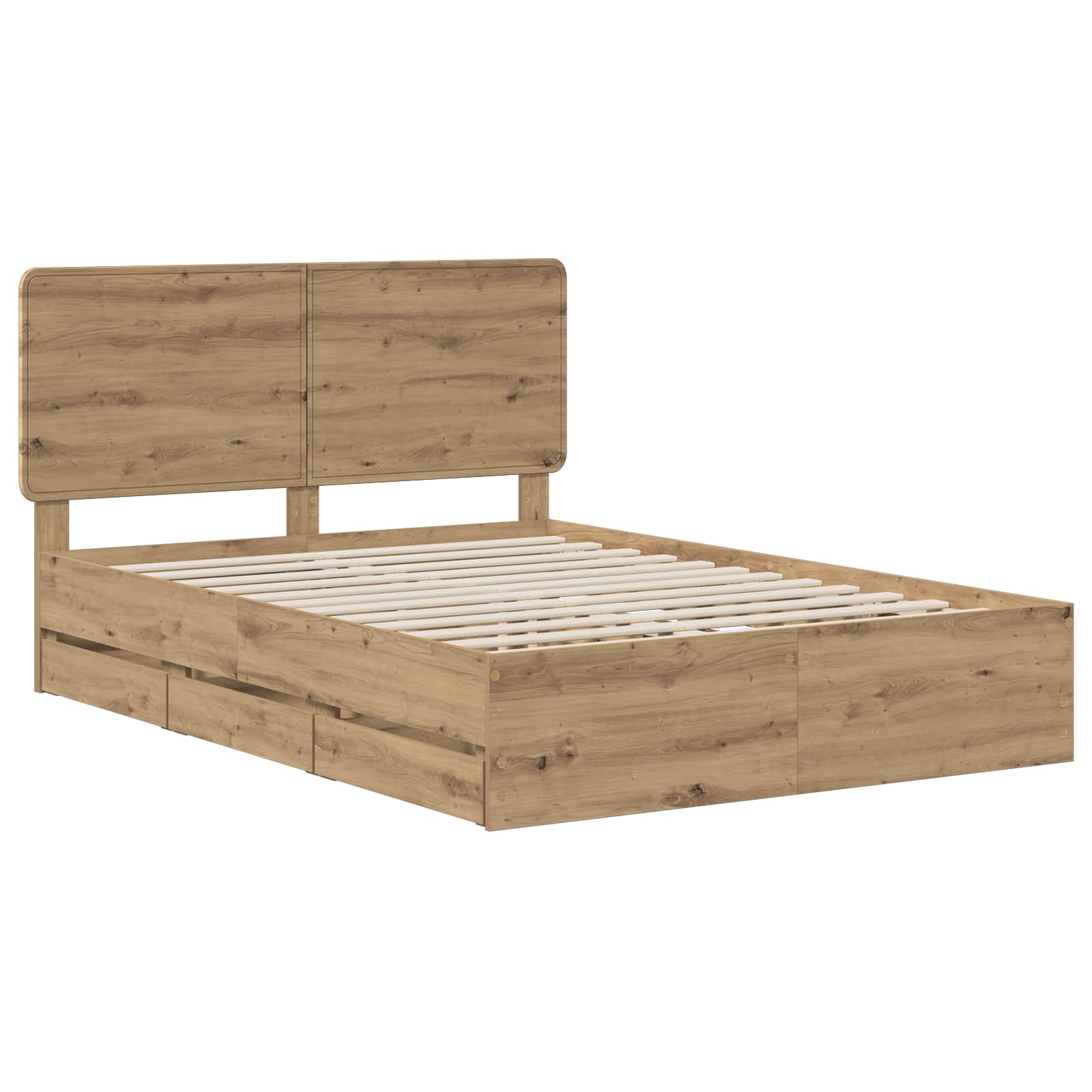 Bed Frame with Storage and Headboard Artisan Oak 120 x 200 cm - Image 2