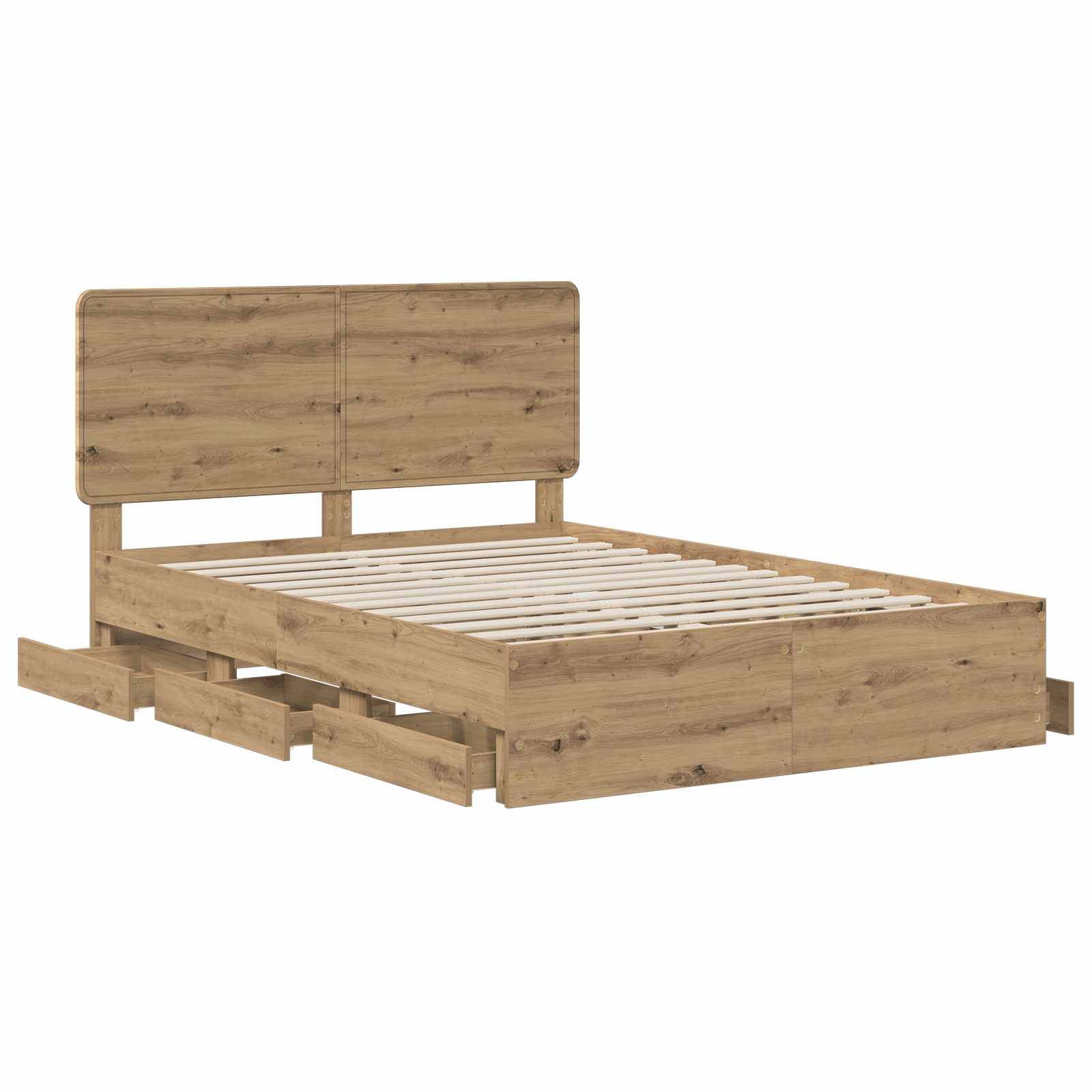 Bed Frame with Storage and Headboard Artisan Oak 120 x 200 cm - Image 3