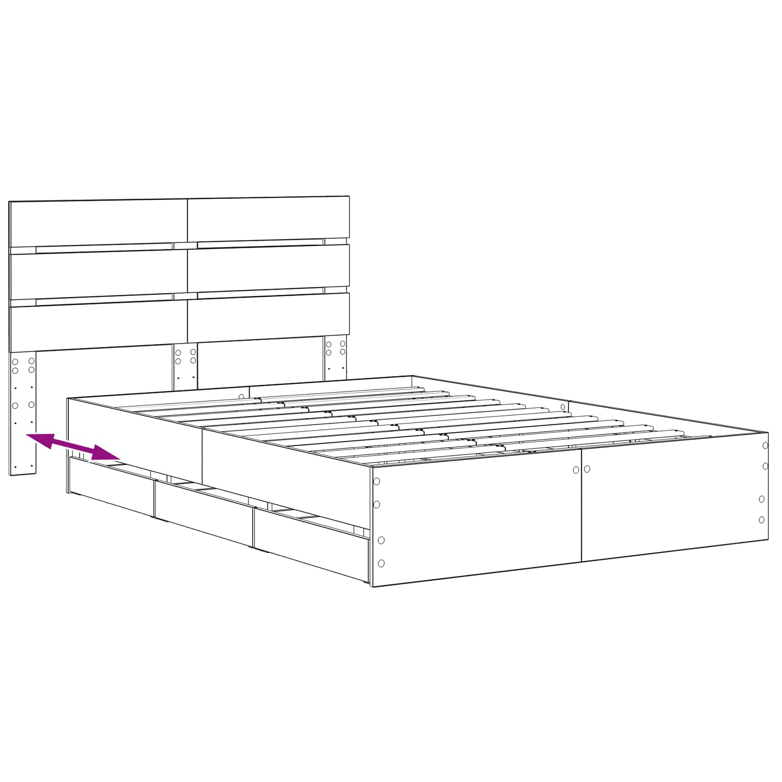 Bed Frame with Storage and Headboard Artisan Oak 160 x 200 cm - Image 8