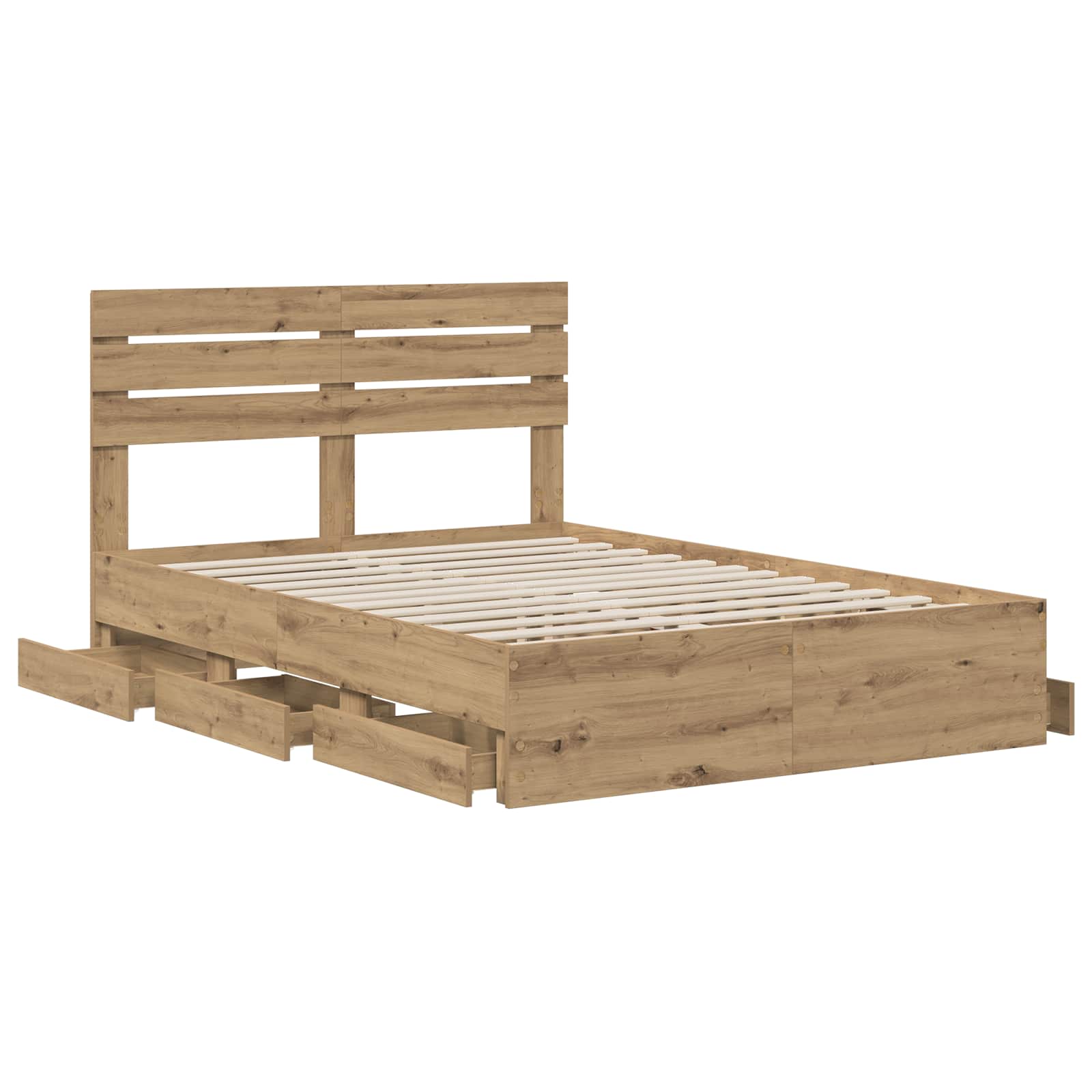 Bed Frame with Storage and Headboard Artisan Oak 160 x 200 cm - Image 3