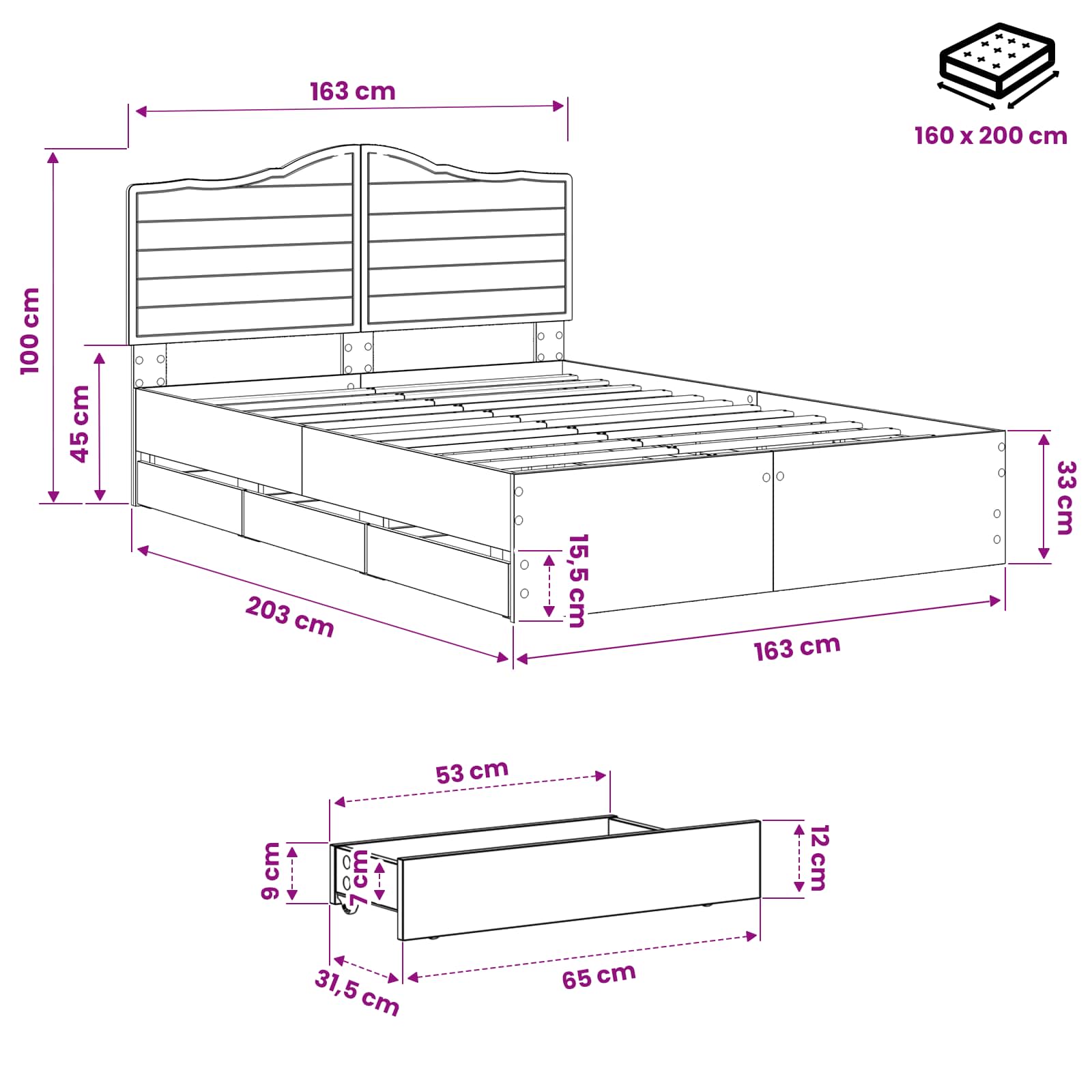 Bed Frame with Storage and Headboard Artisan Oak 160 x 200 cm - Image 9