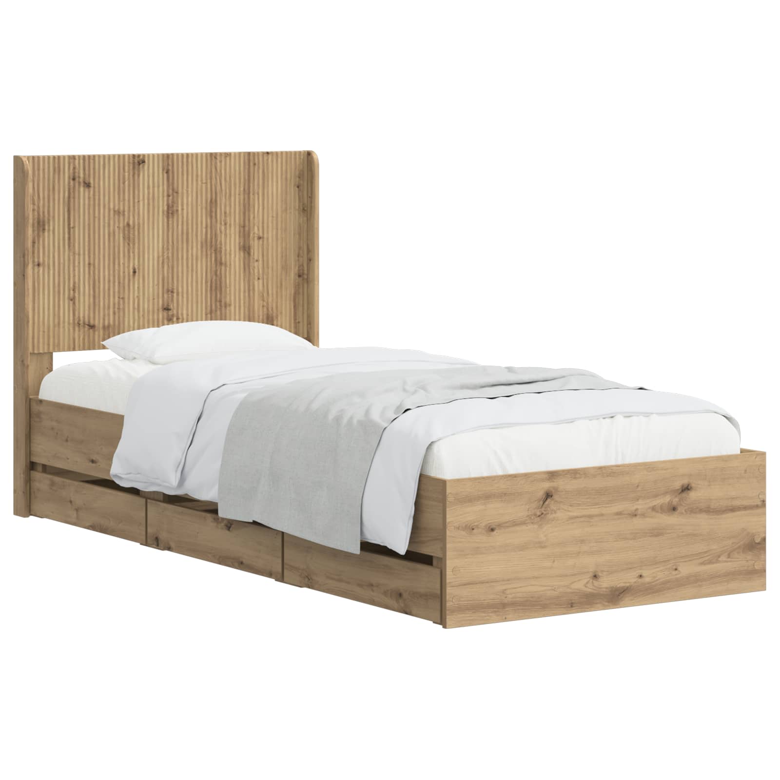 Sängynrunko säilytyksellä ja päänäytöllä Artisan Oak