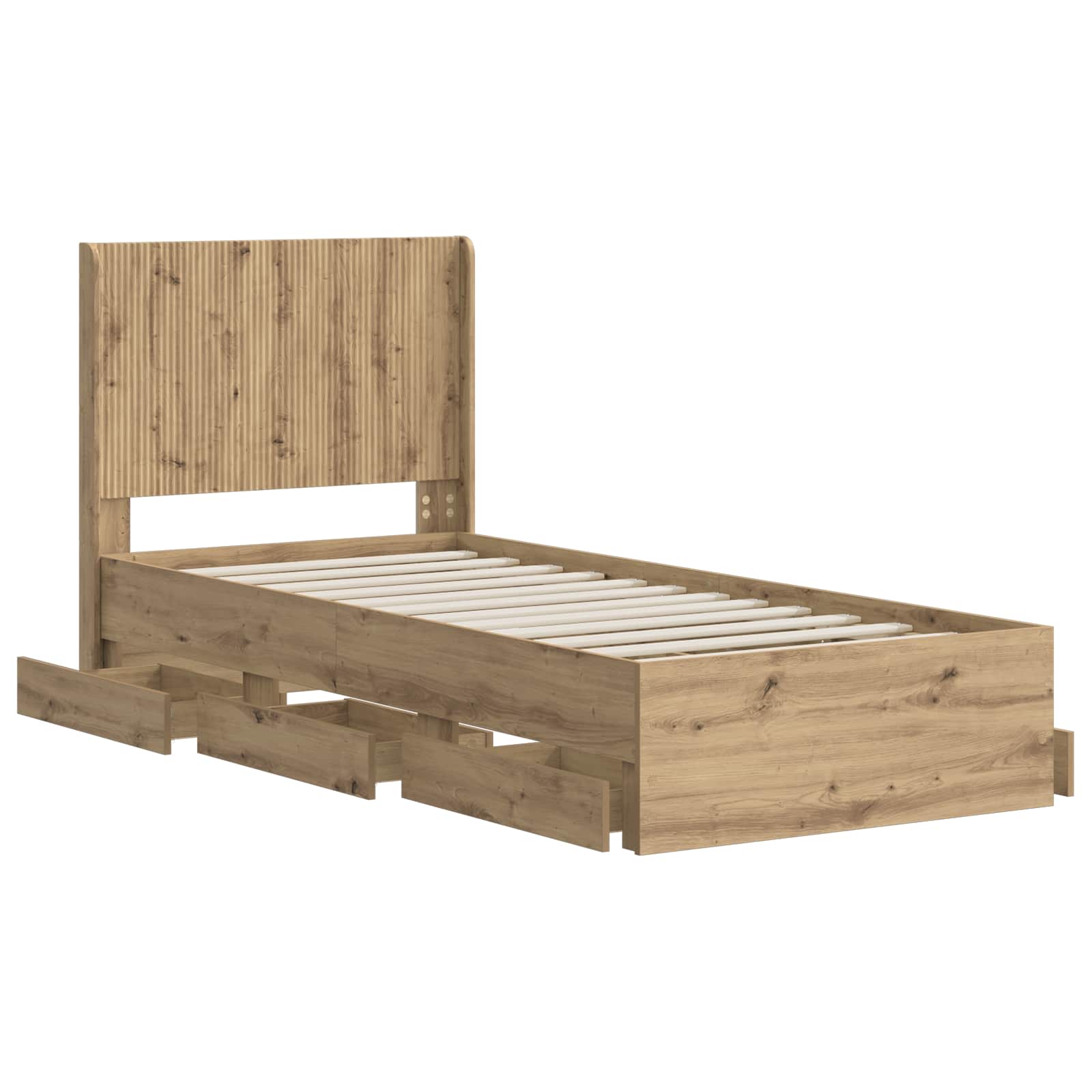 Sängynrunko säilytyksellä ja päänäytöllä Artisan Oak - Image 3