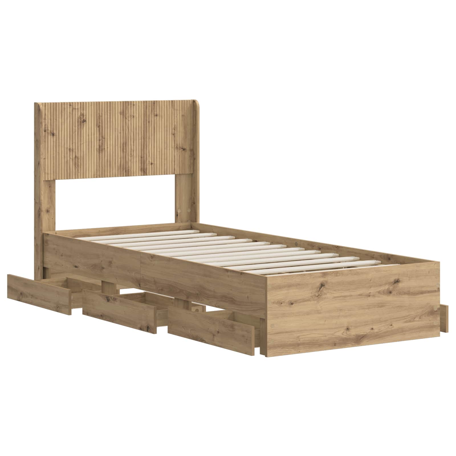 Sängynrunko säilytyksellä ja päänäytöllä Artisan Oak - Image 3