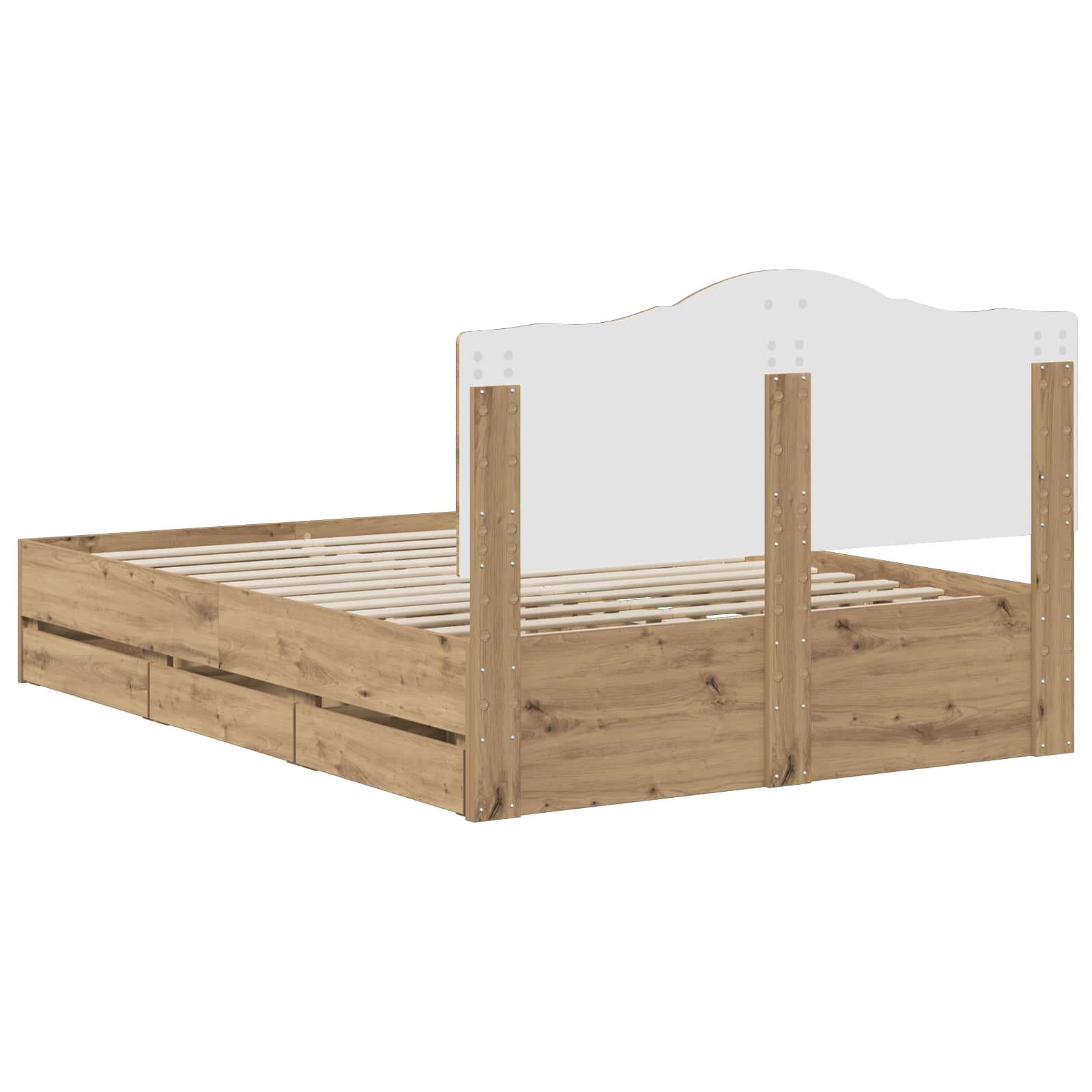 Bed Frame with Storage and Headboard Artisan Oak 140 x 190 cm - Image 5