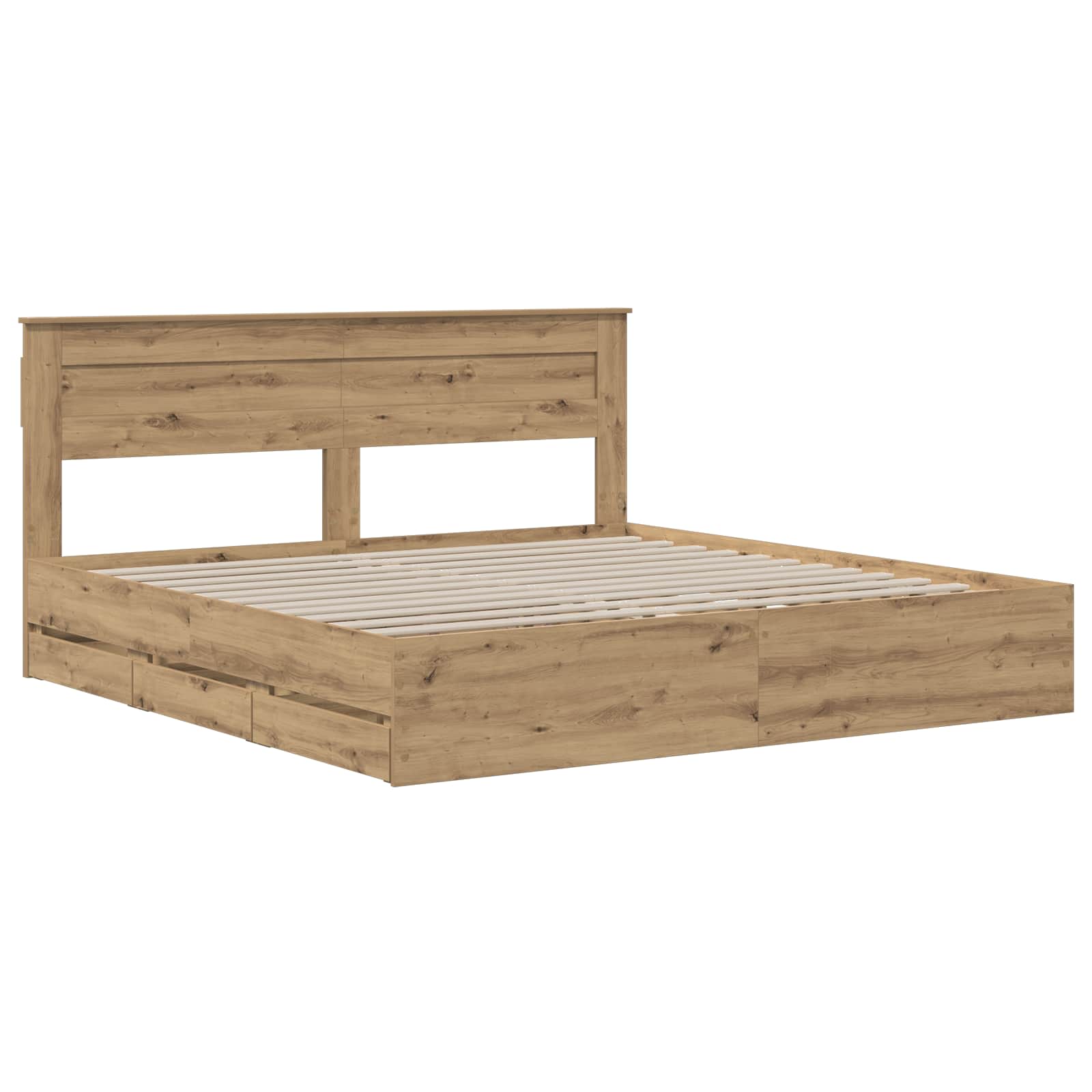 Bed Frame with Storage and Headboard Artisan Oak 180 x 200 cm - Image 2