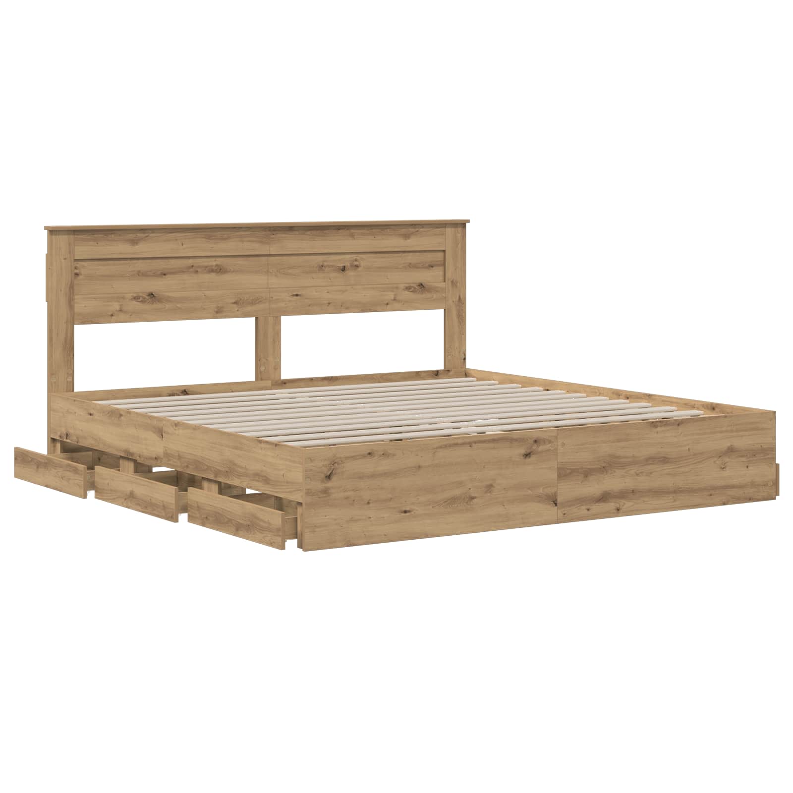 Bed Frame with Storage and Headboard Artisan Oak 180 x 200 cm - Image 3