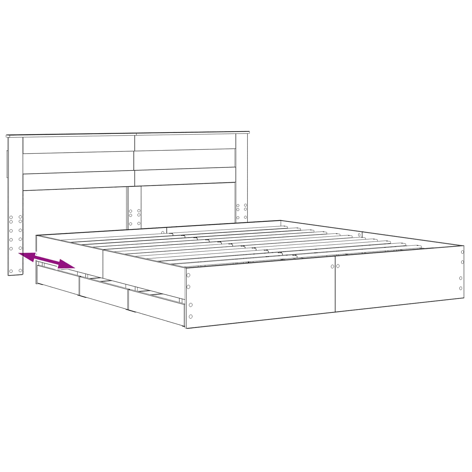 Bed Frame with Storage and Headboard Artisan Oak 180 x 200 cm - Image 8