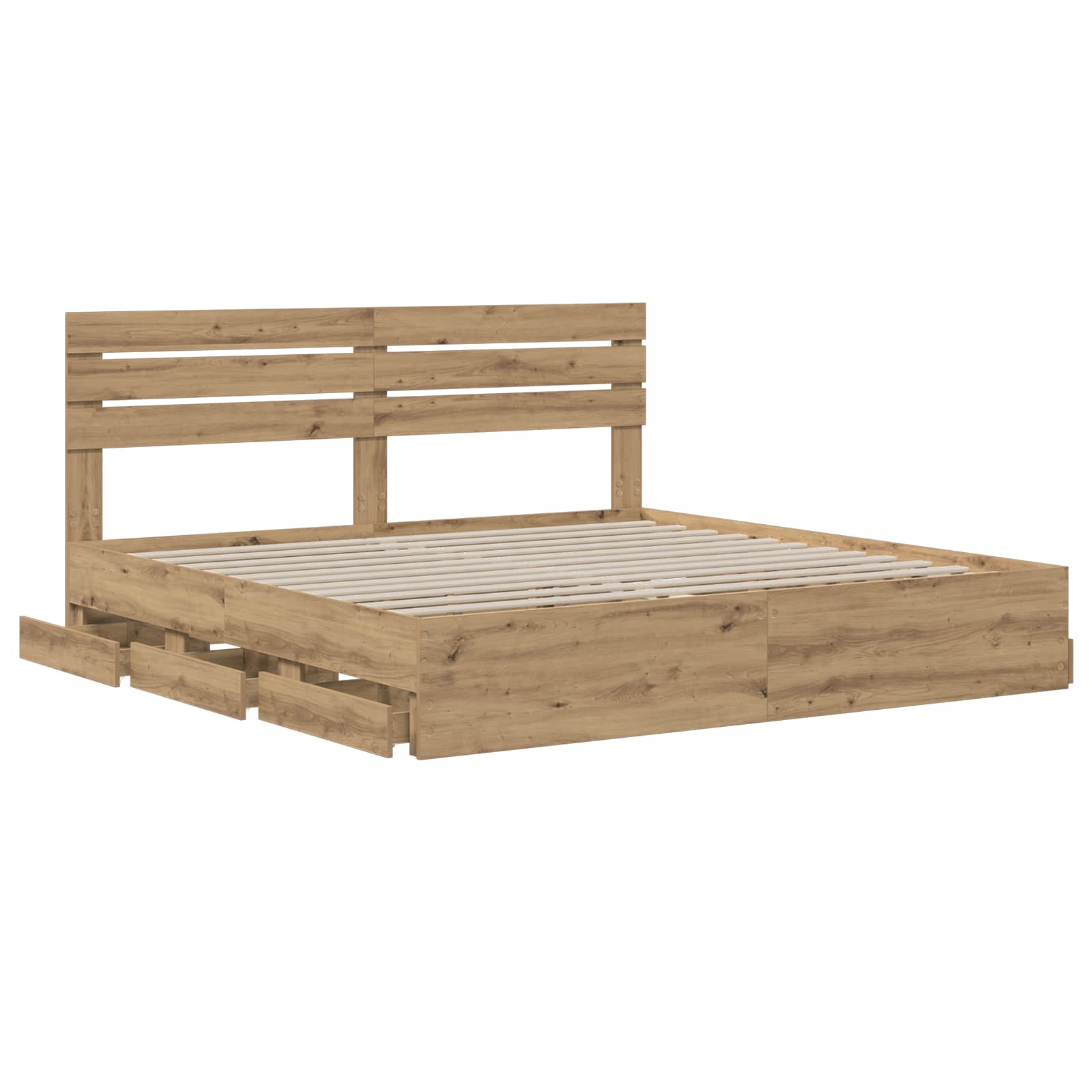Bed Frame with Storage and Headboard Artisan Oak 180 x 200 cm - Image 3