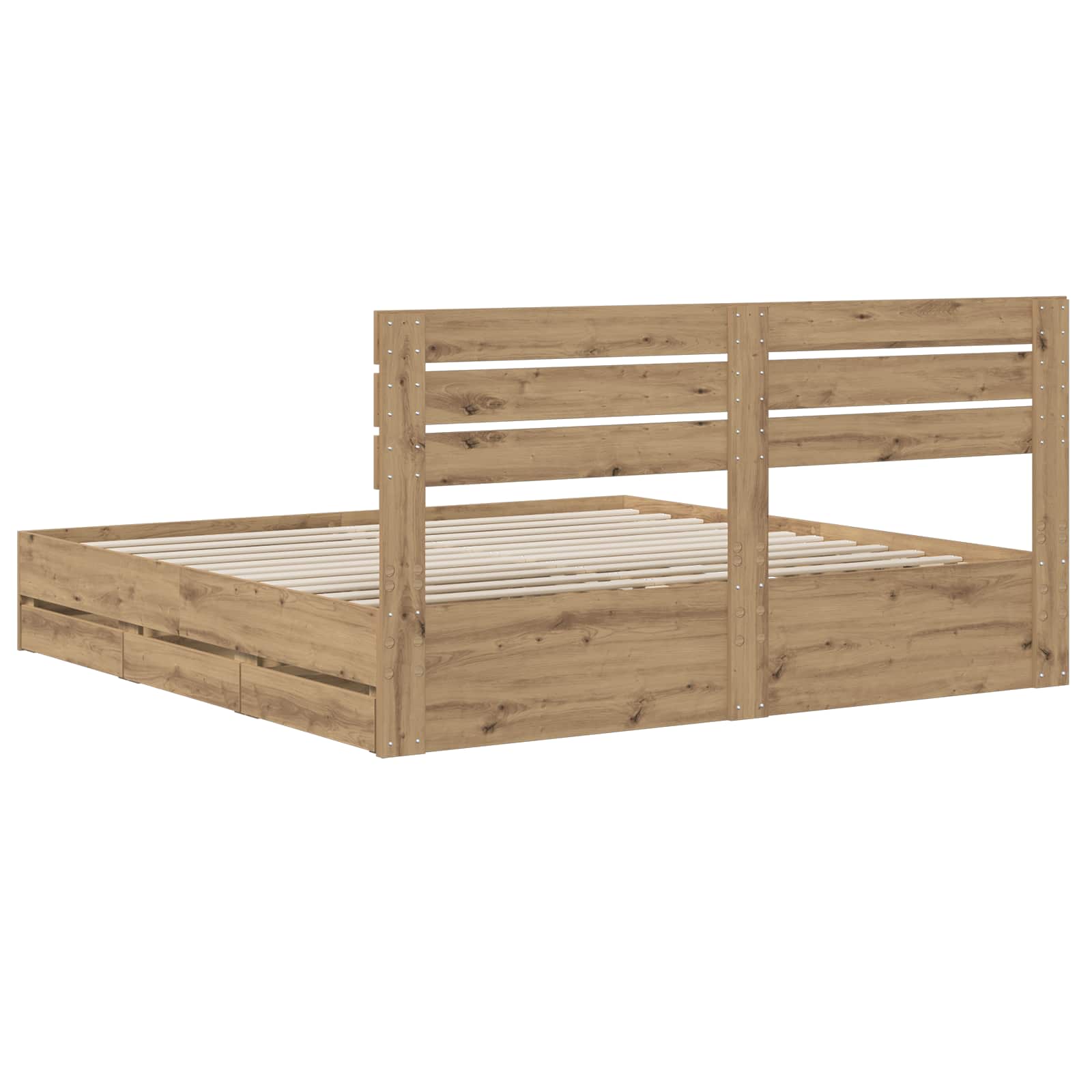 Bed Frame with Storage and Headboard Artisan Oak 180 x 200 cm - Image 5