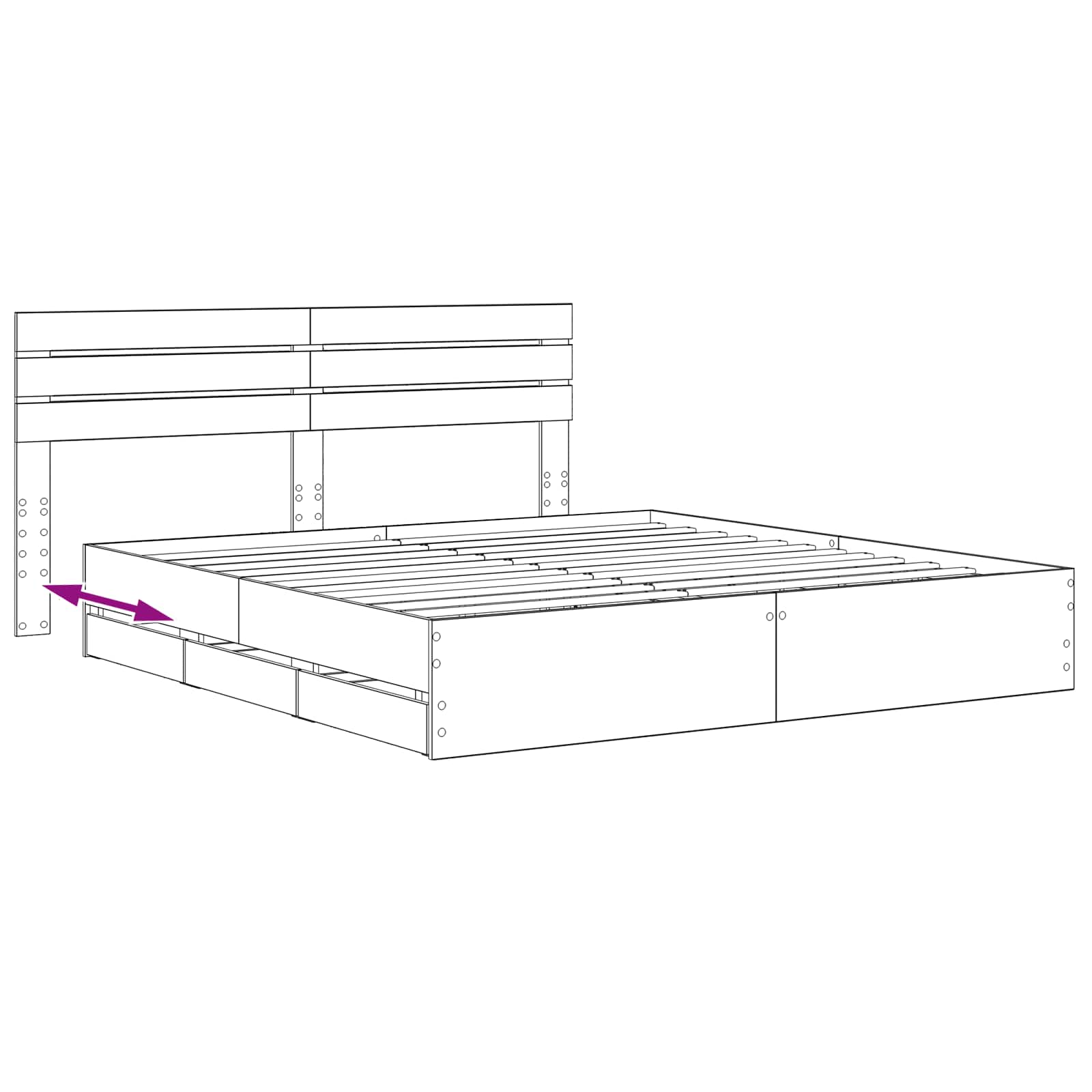 Bed Frame with Storage and Headboard Artisan Oak 180 x 200 cm - Image 8