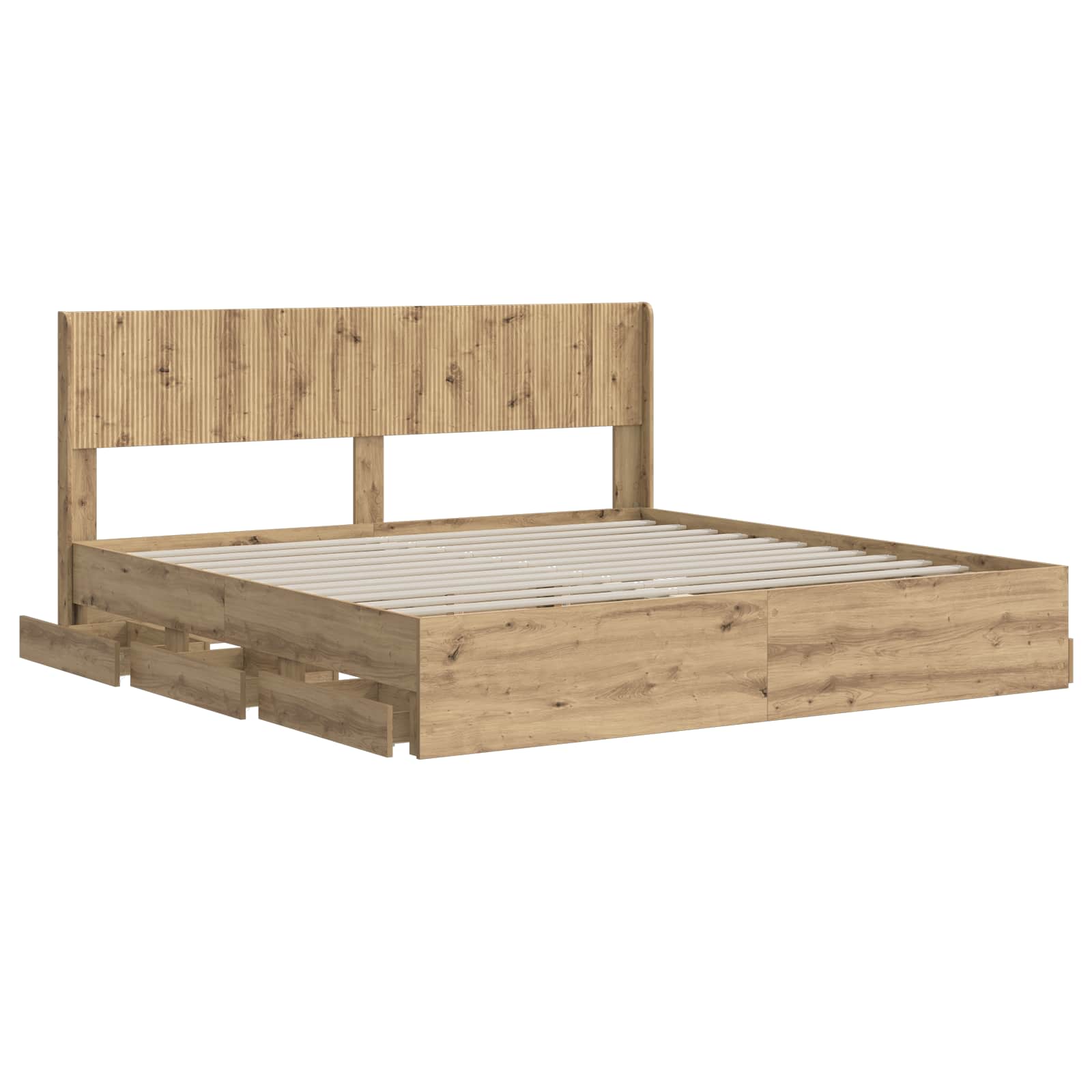 Sängynrunko säilytyksellä ja päänäytöllä Artisan Oak - Image 3
