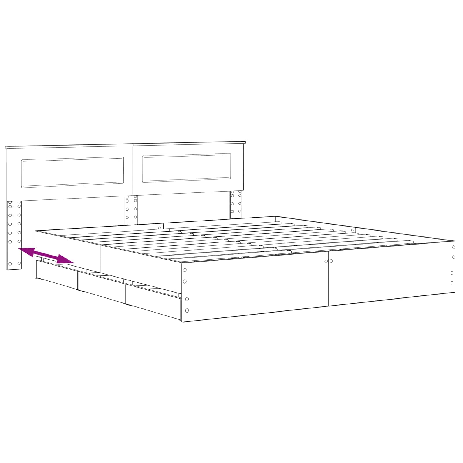 Bed Frame with Storage and Headboard Artisan Oak 180 x 200 cm - Image 8
