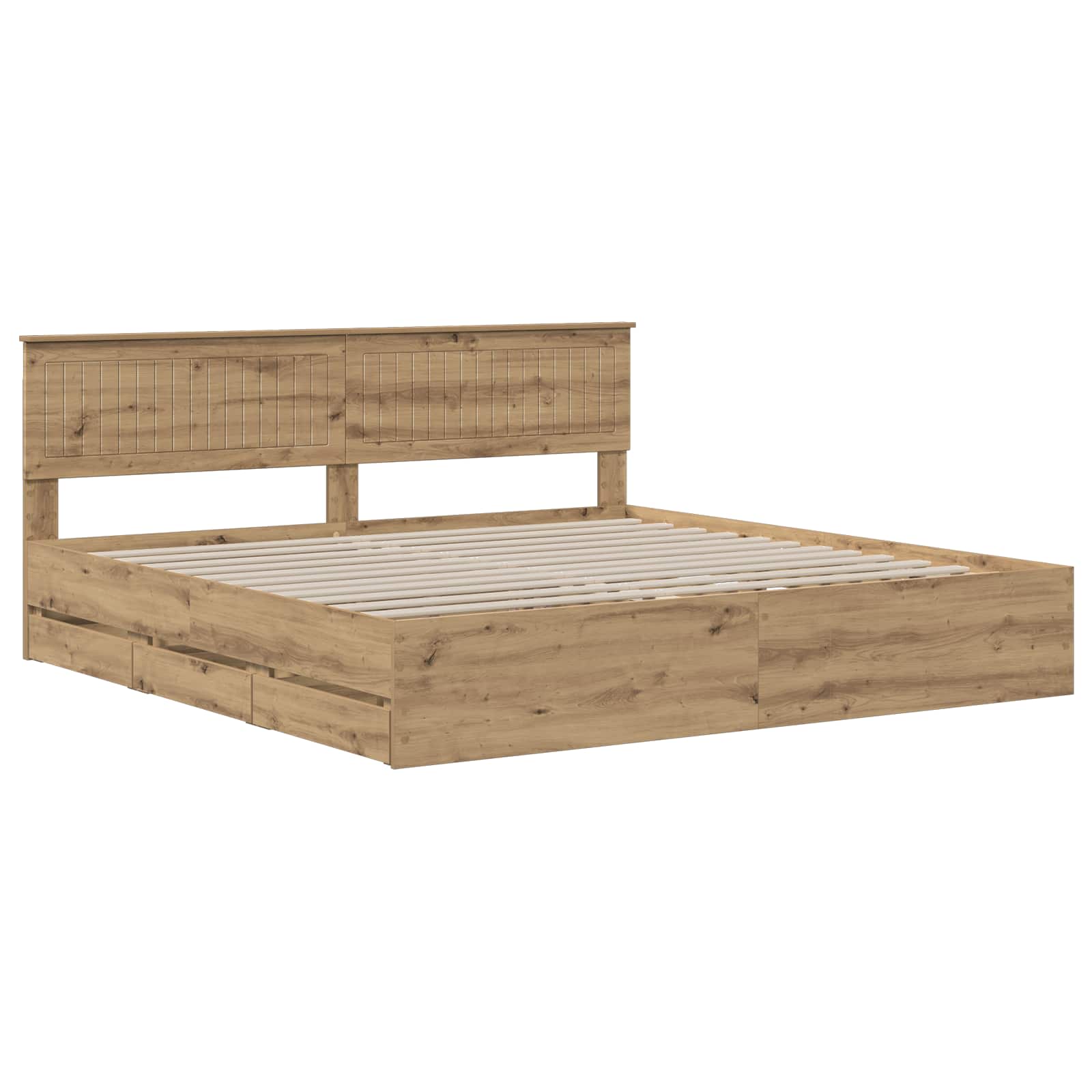 Bed Frame with Storage and Headboard Artisan Oak 180 x 200 cm - Image 2