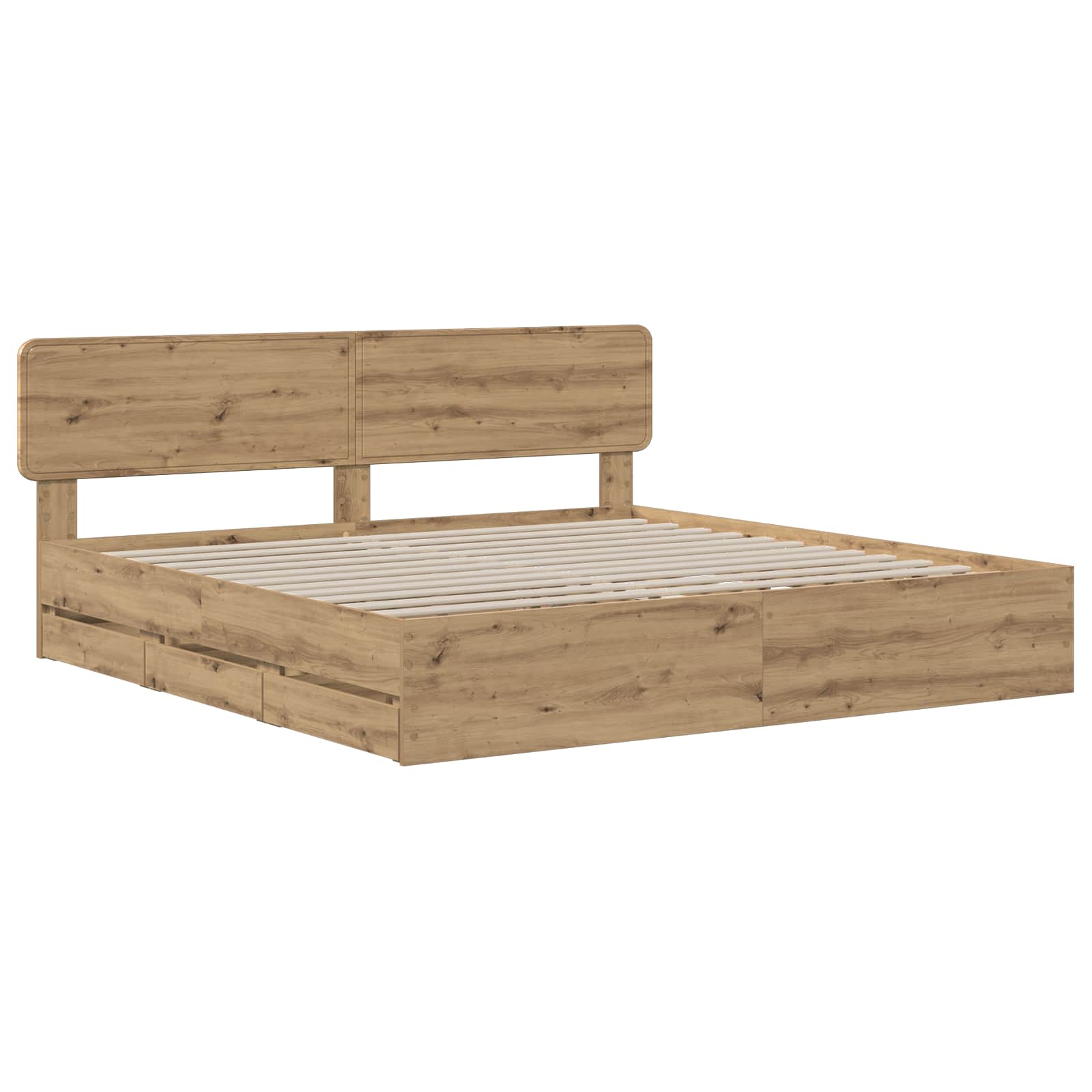Bed Frame with Storage and Headboard Artisan Oak 180 x 200 cm - Image 2