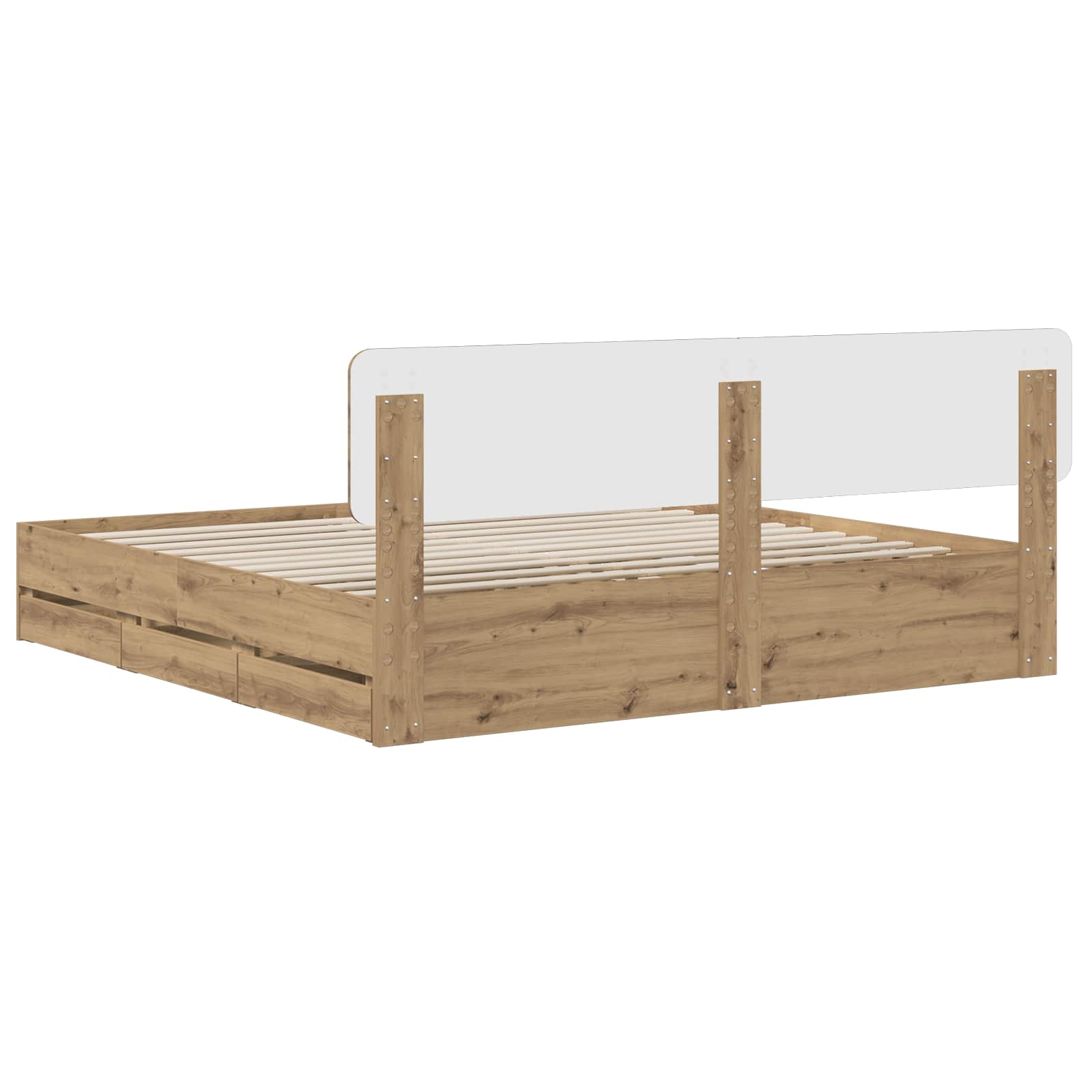 Bed Frame with Storage and Headboard Artisan Oak 180 x 200 cm - Image 5