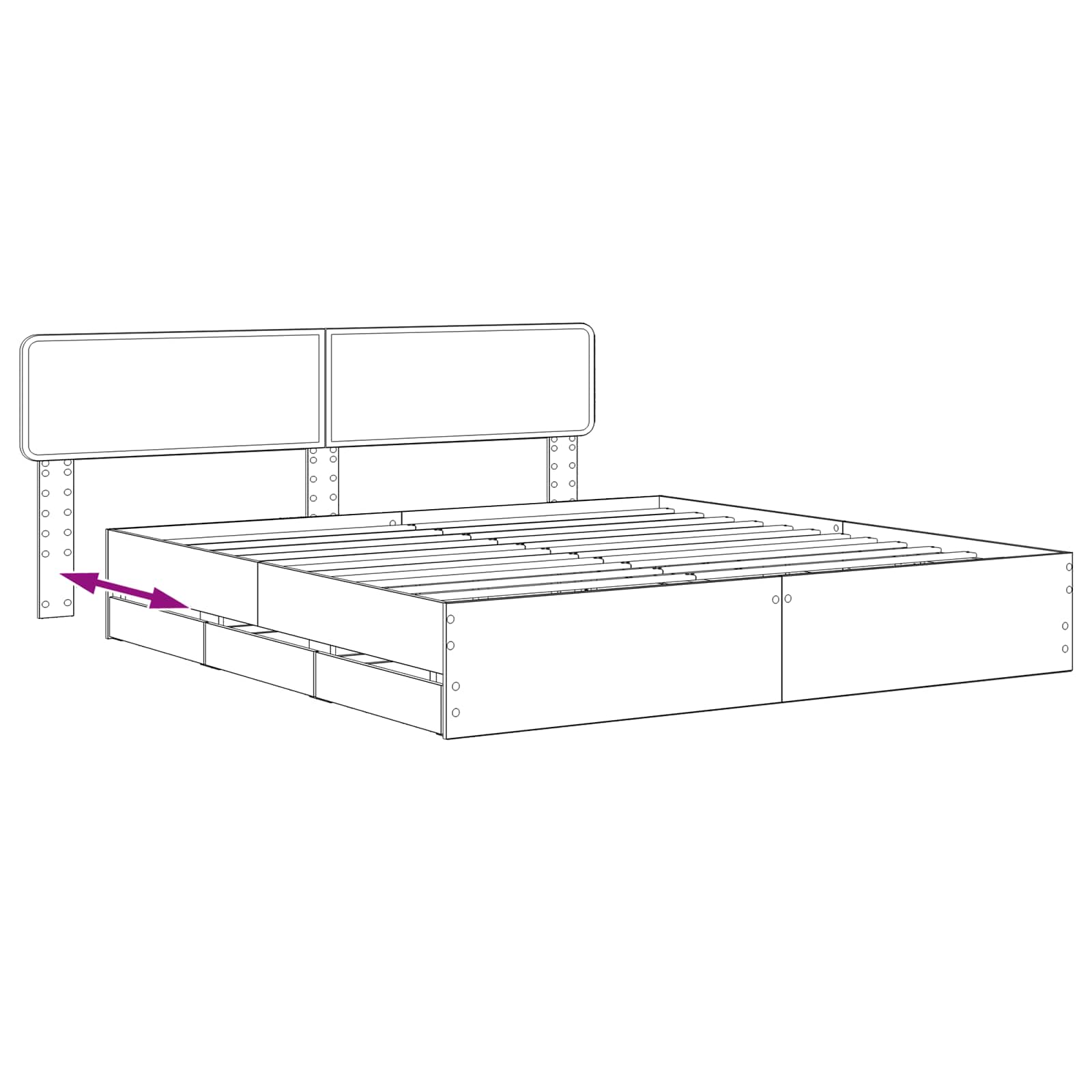 Bed Frame with Storage and Headboard Artisan Oak 180 x 200 cm - Image 8