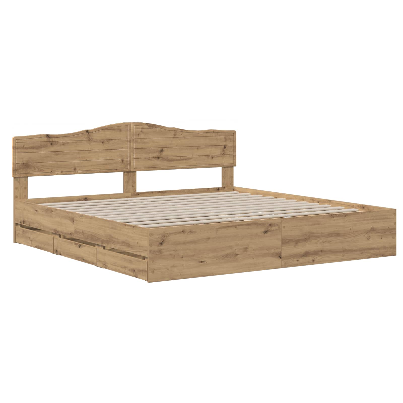 Bed Frame with Storage and Headboard Artisan Oak 180 x 200 cm - Image 2
