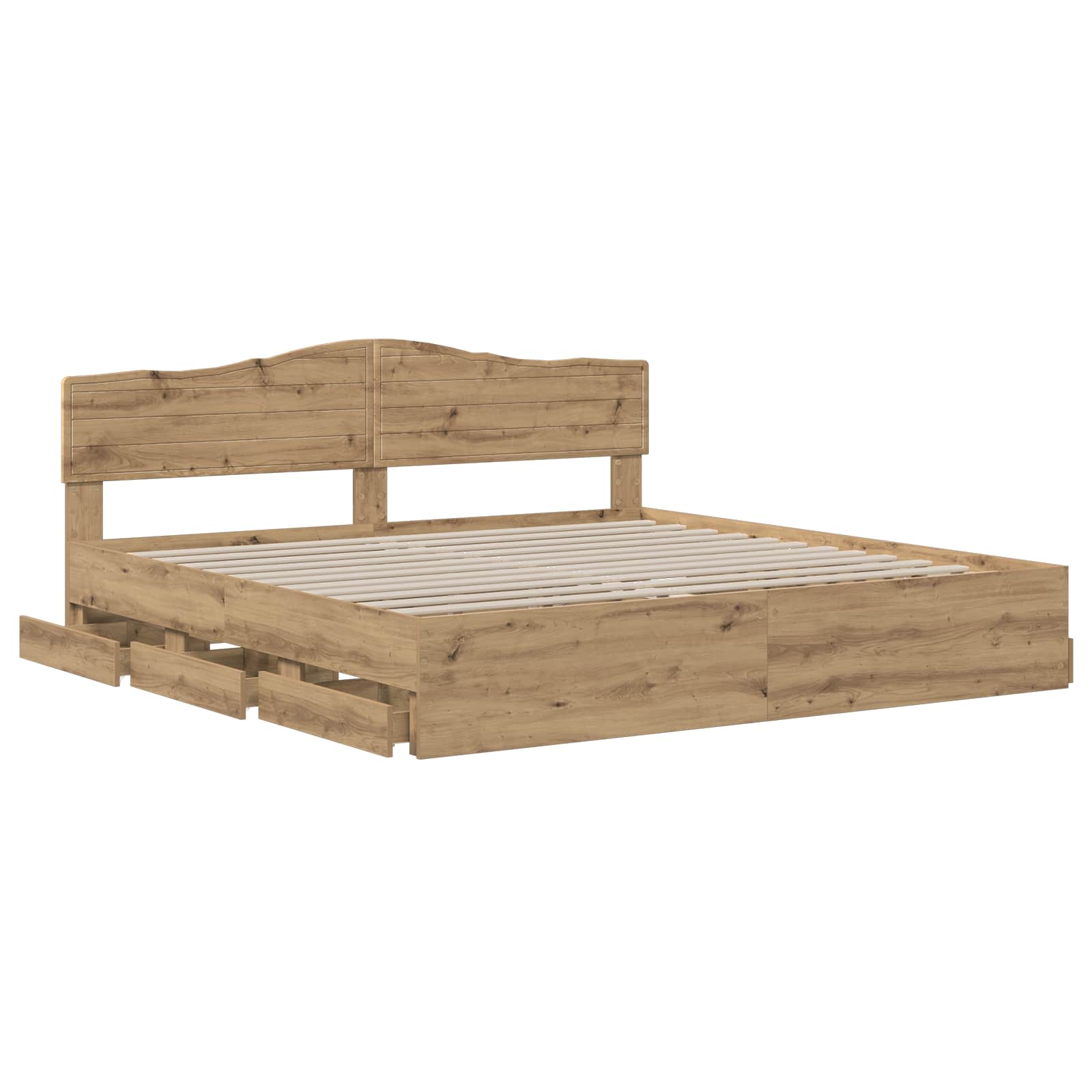 Bed Frame with Storage and Headboard Artisan Oak 180 x 200 cm - Image 3