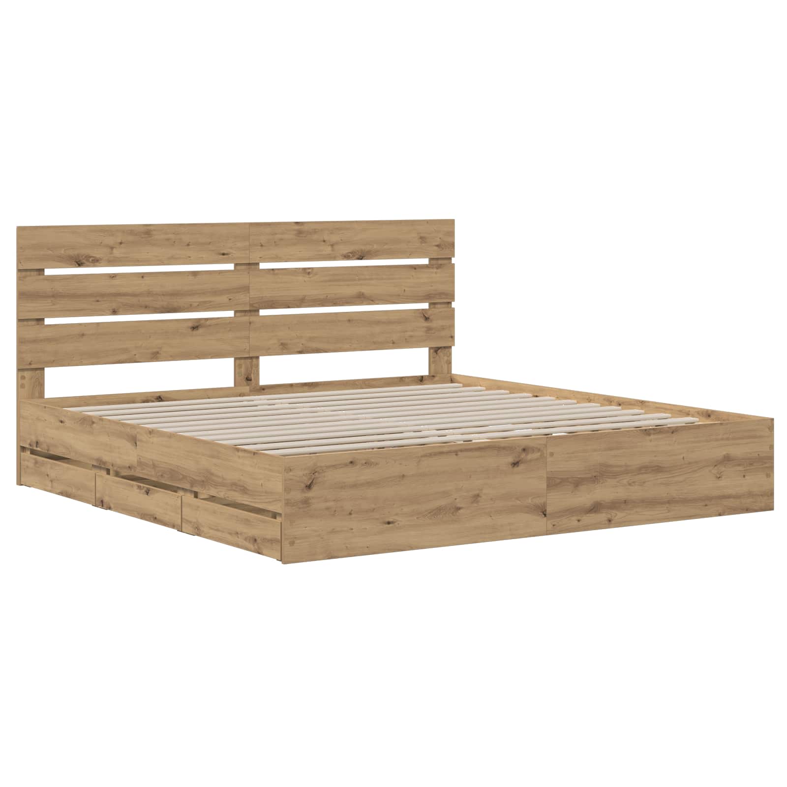 Bed Frame with Storage and Headboard Artisan Oak 180 x 200 cm - Image 2