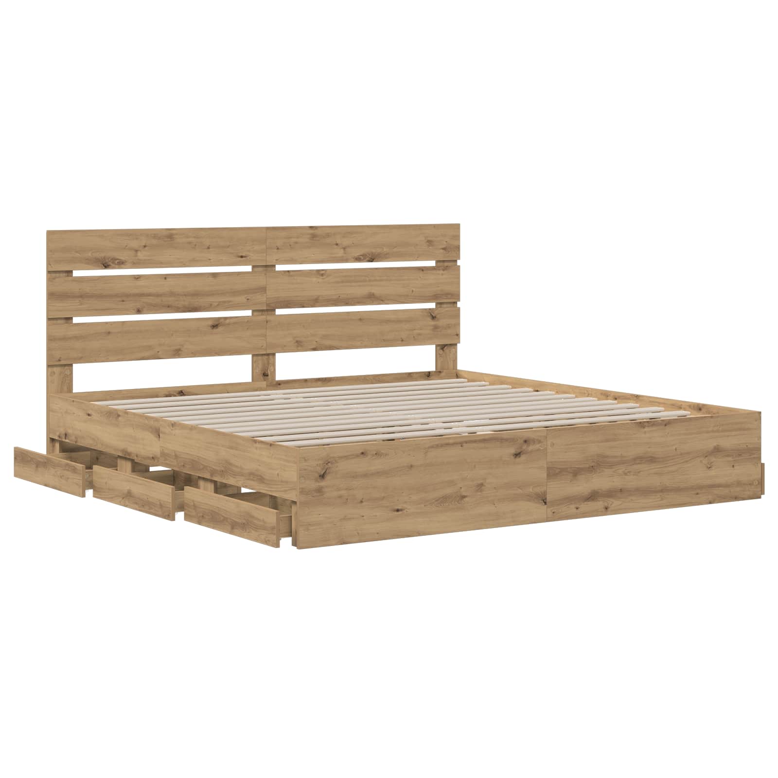 Bed Frame with Storage and Headboard Artisan Oak 180 x 200 cm - Image 3