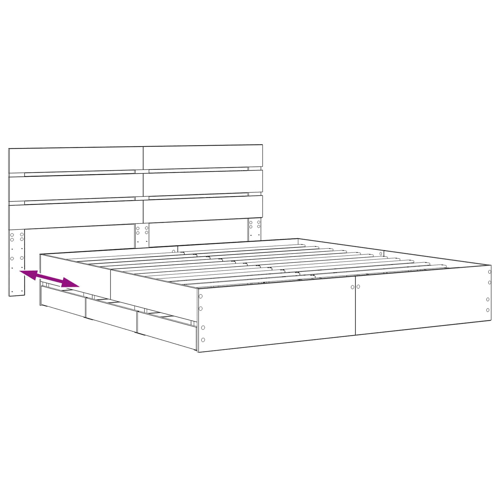 Bed Frame with Storage and Headboard Artisan Oak 180 x 200 cm - Image 8