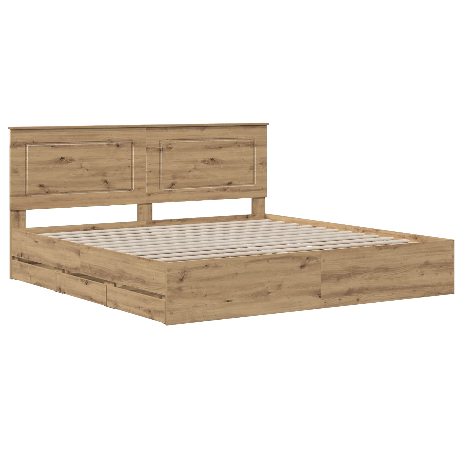 Bed Frame with Storage and Headboard Artisan Oak 180 x 200 cm - Image 2