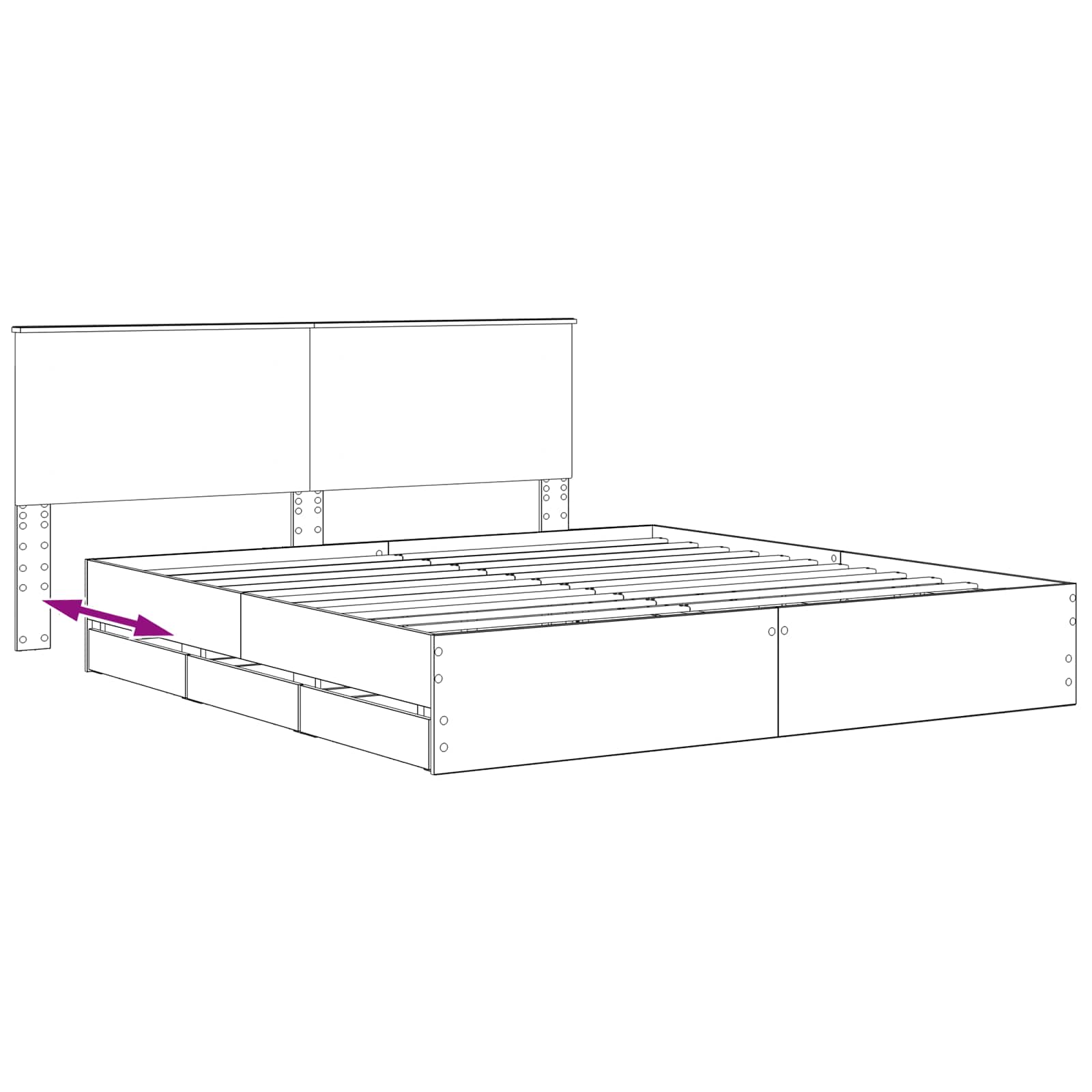 Bed Frame with Storage and Headboard Artisan Oak 180 x 200 cm - Image 8