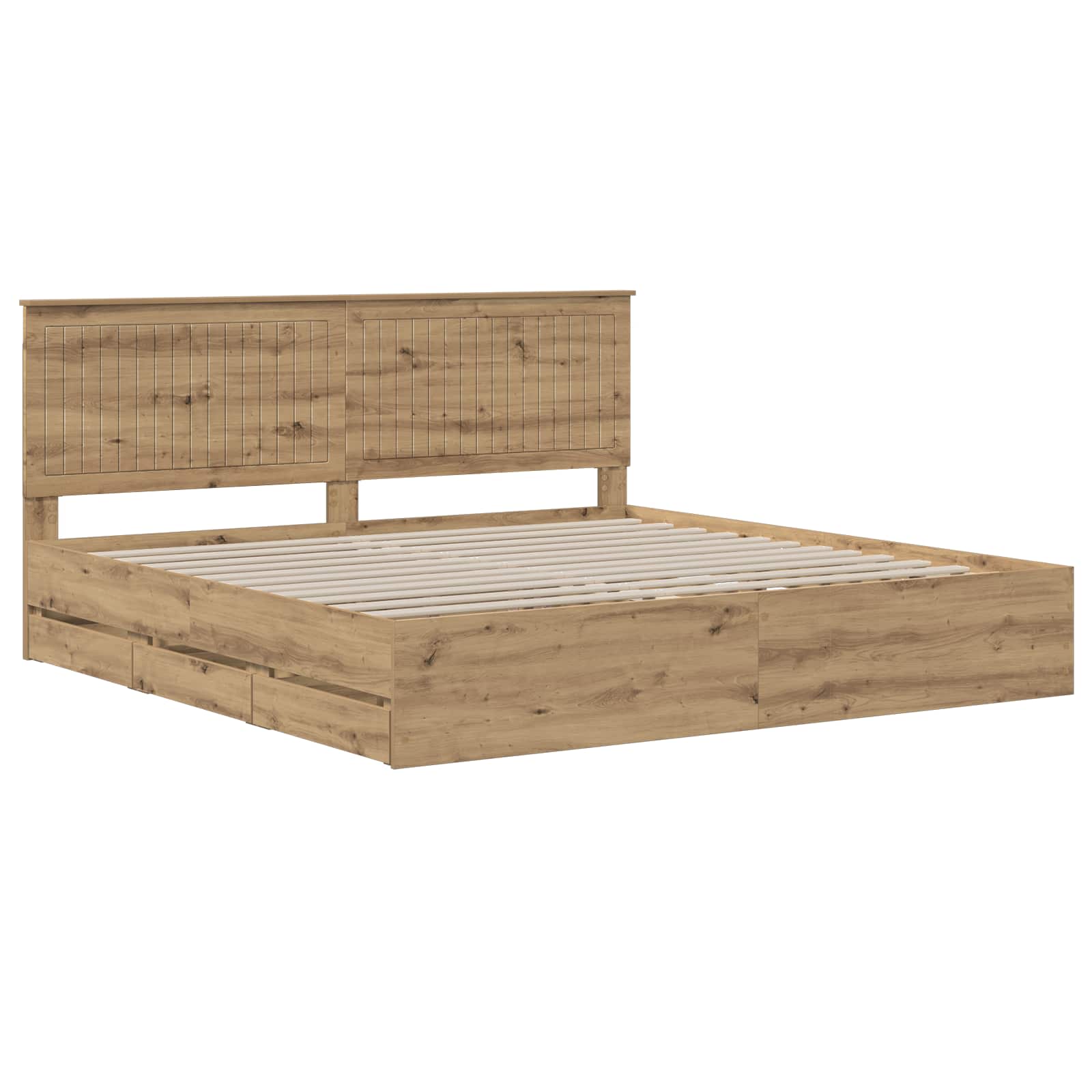 Bed Frame with Storage and Headboard Artisan Oak 180 x 200 cm - Image 2