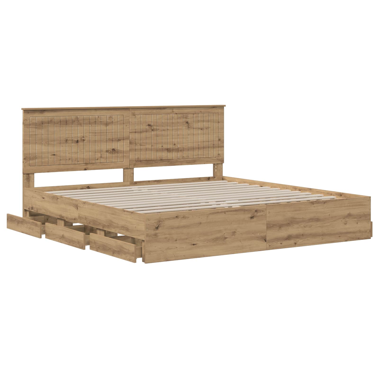 Bed Frame with Storage and Headboard Artisan Oak 180 x 200 cm - Image 3
