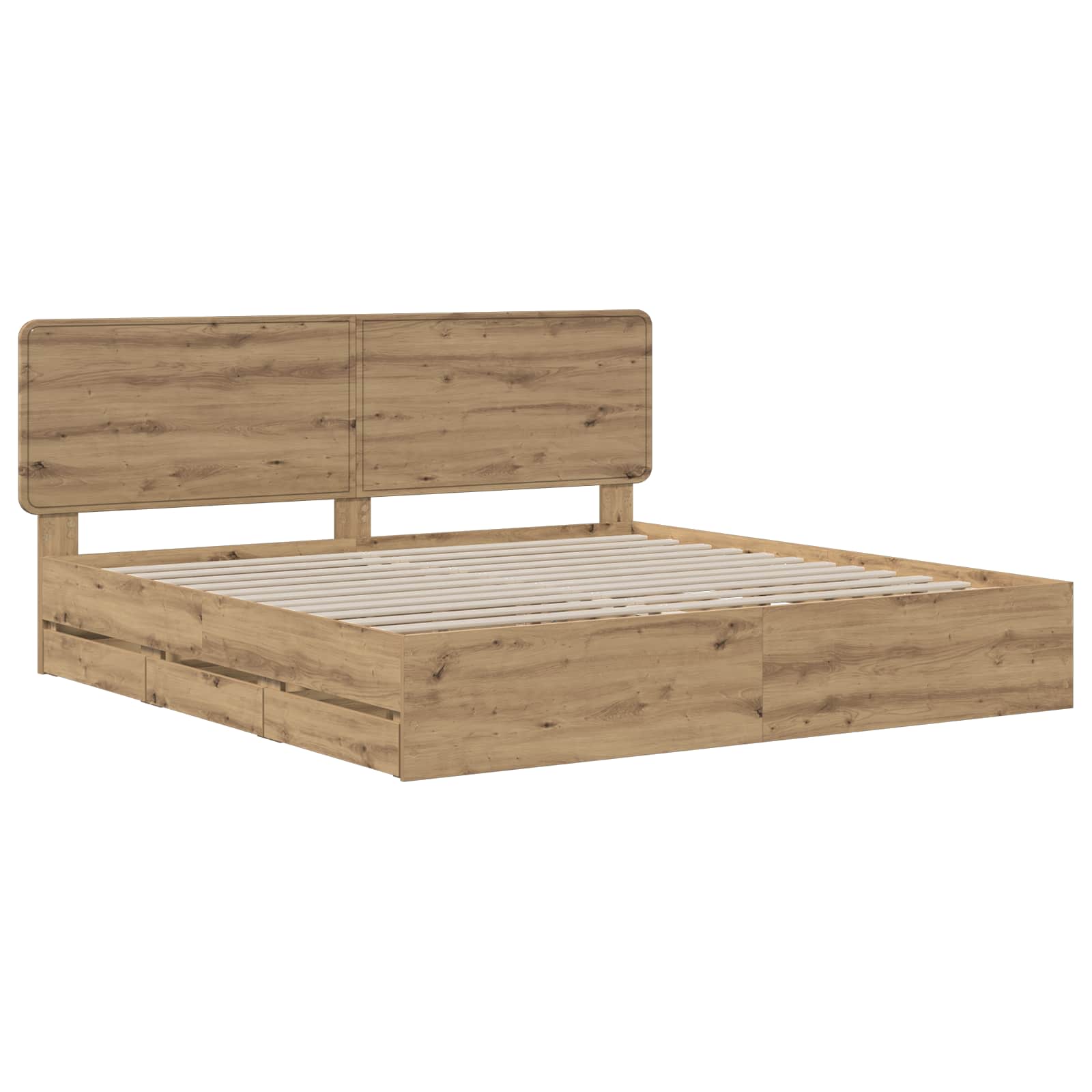 Bed Frame with Storage and Headboard Artisan Oak 180 x 200 cm - Image 2