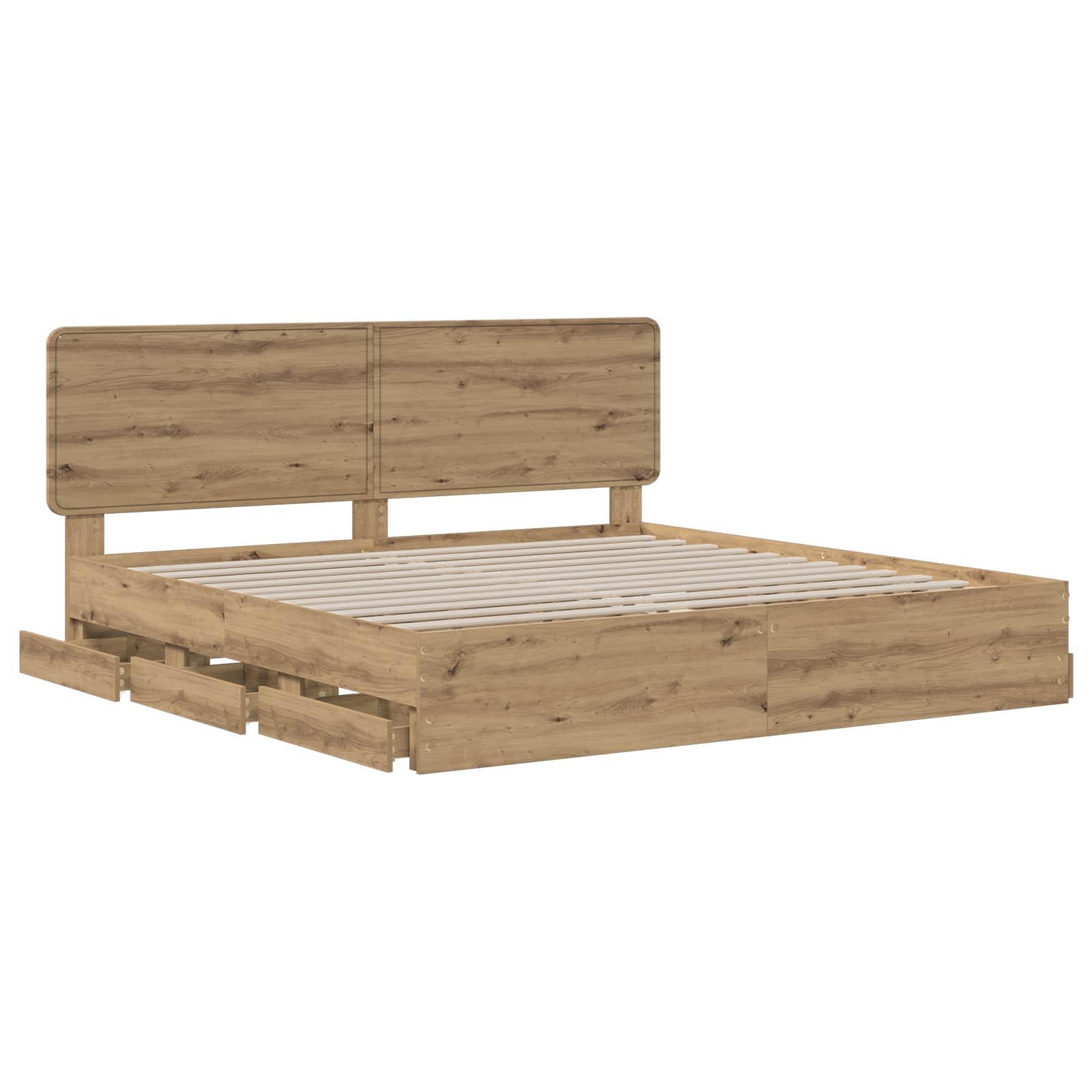 Bed Frame with Storage and Headboard Artisan Oak 180 x 200 cm - Image 3